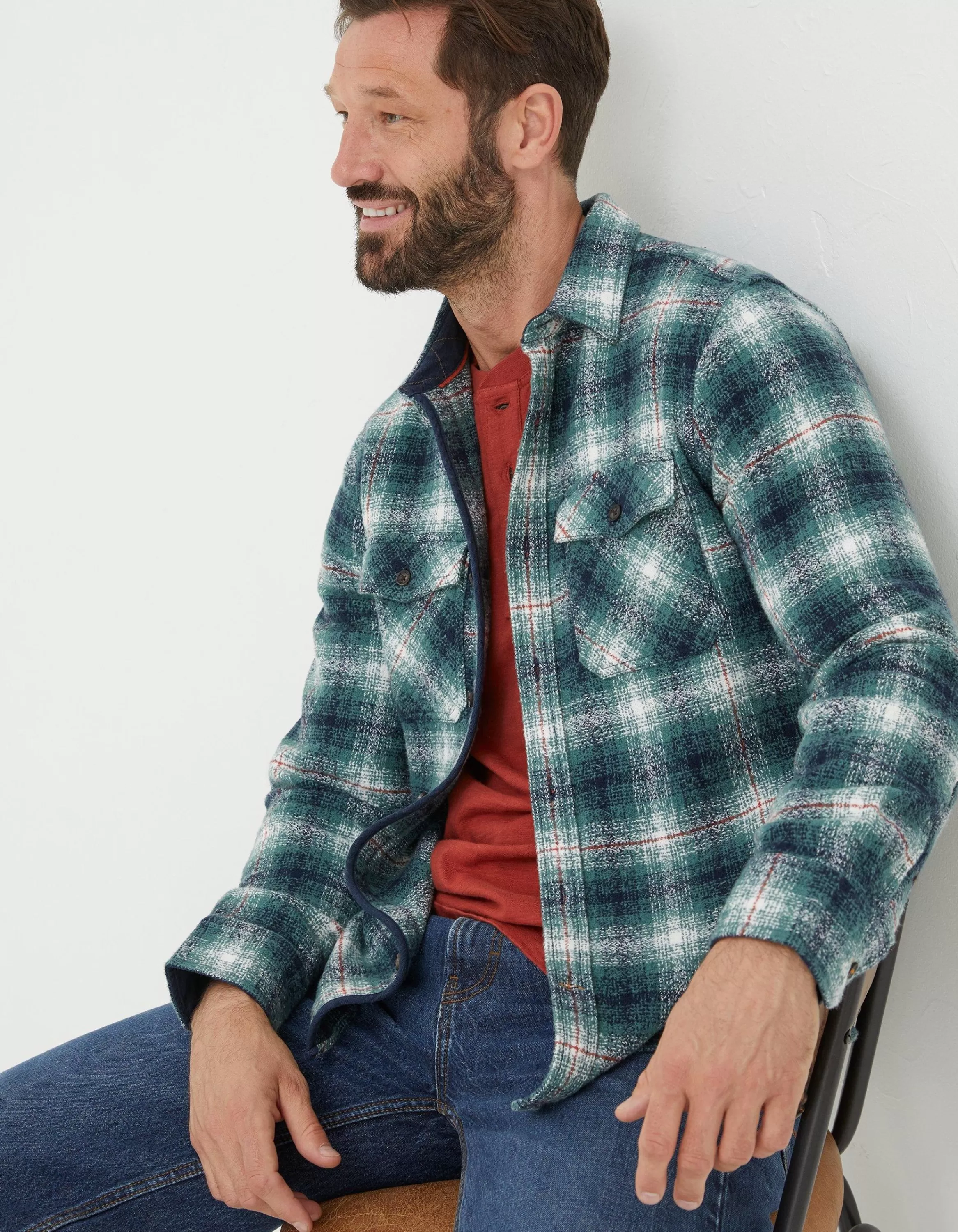 Hot FatFace Purley Ombre Check Shirt Green