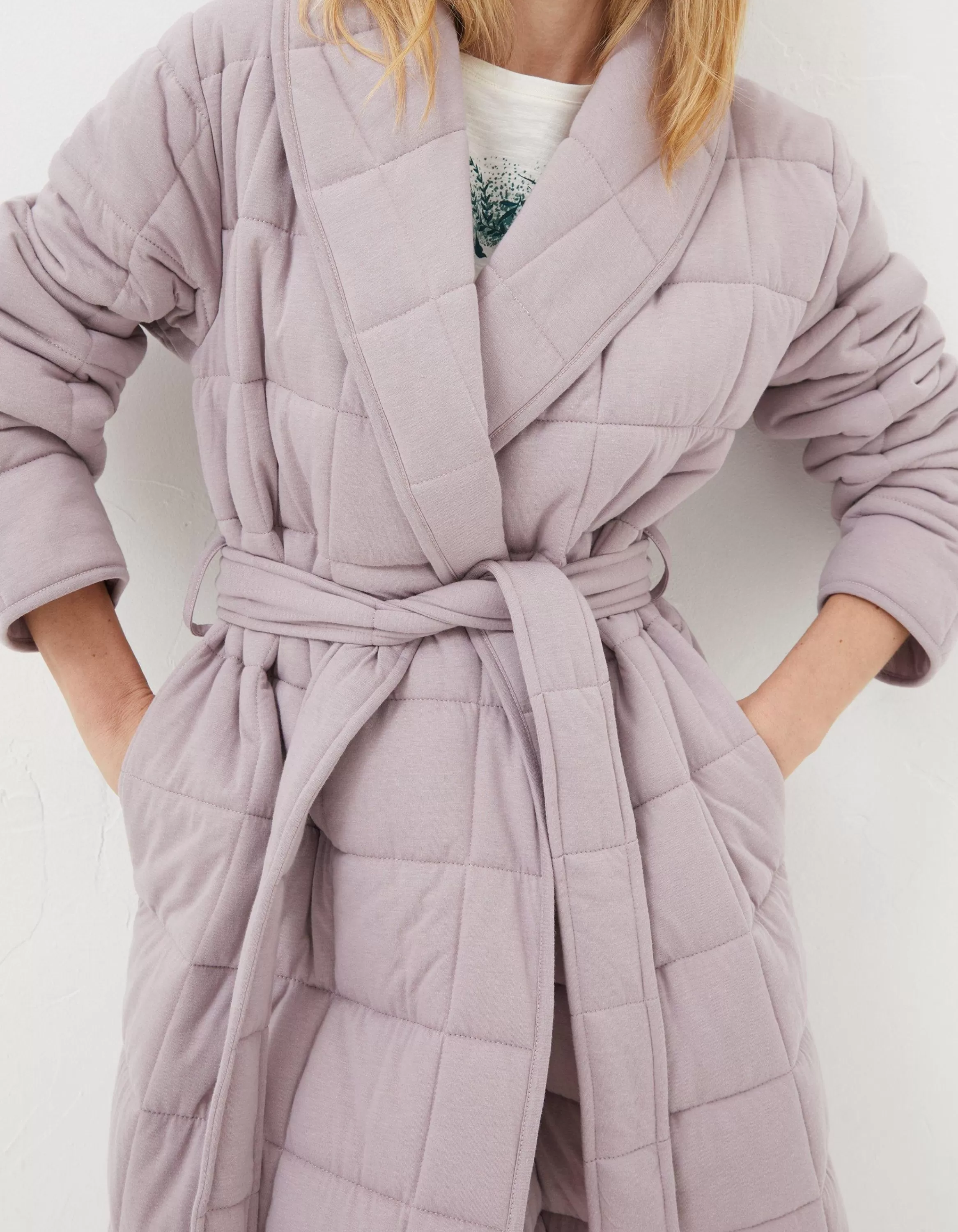 Hot FatFace Quilted Dressing Gown Lilac