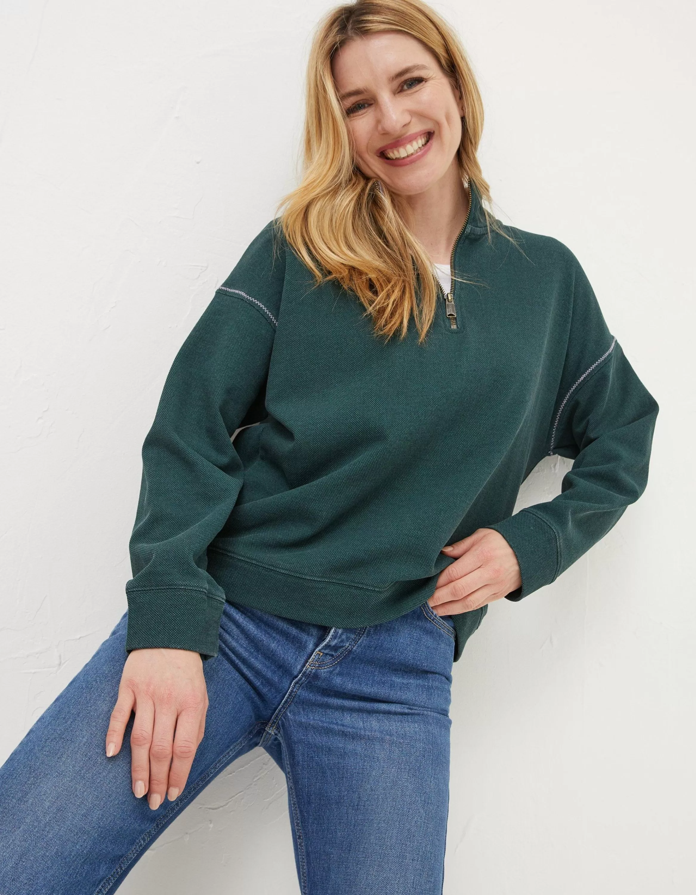 New FatFace Relaxed Airlie Sweatshirt Teal Green