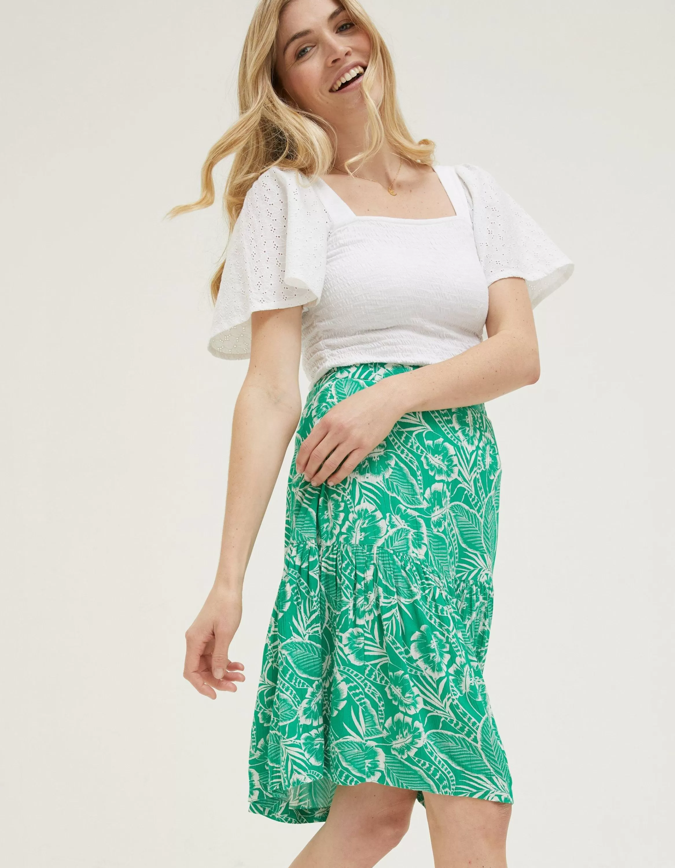 Best Sale FatFace Remy Tropical Leaf Skirt Bright Green