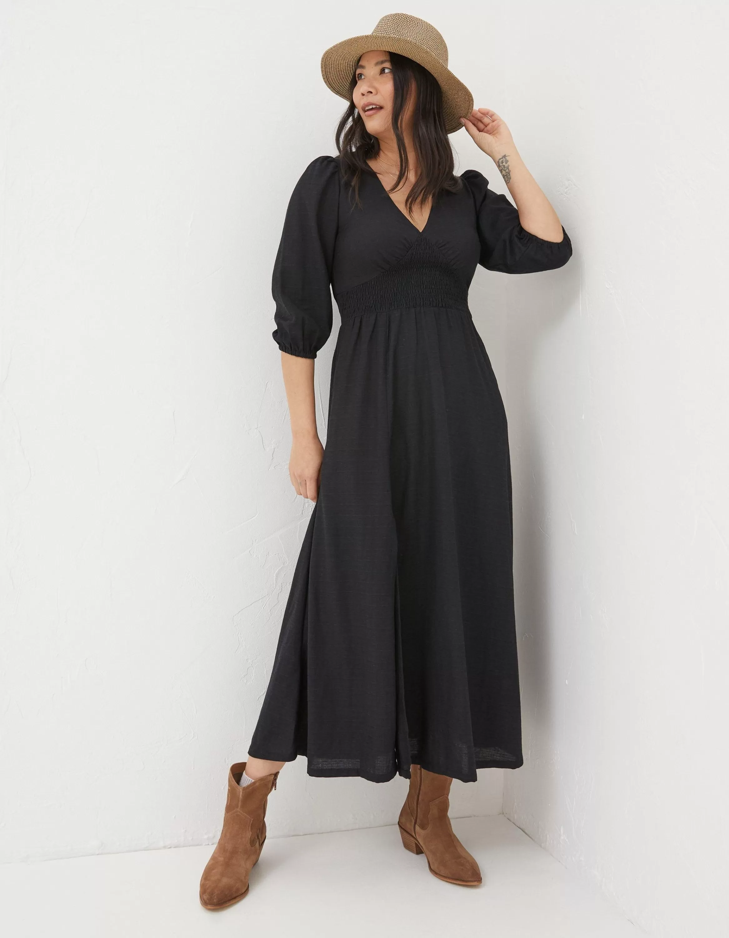 Cheap FatFace Rene Midi Dress Black