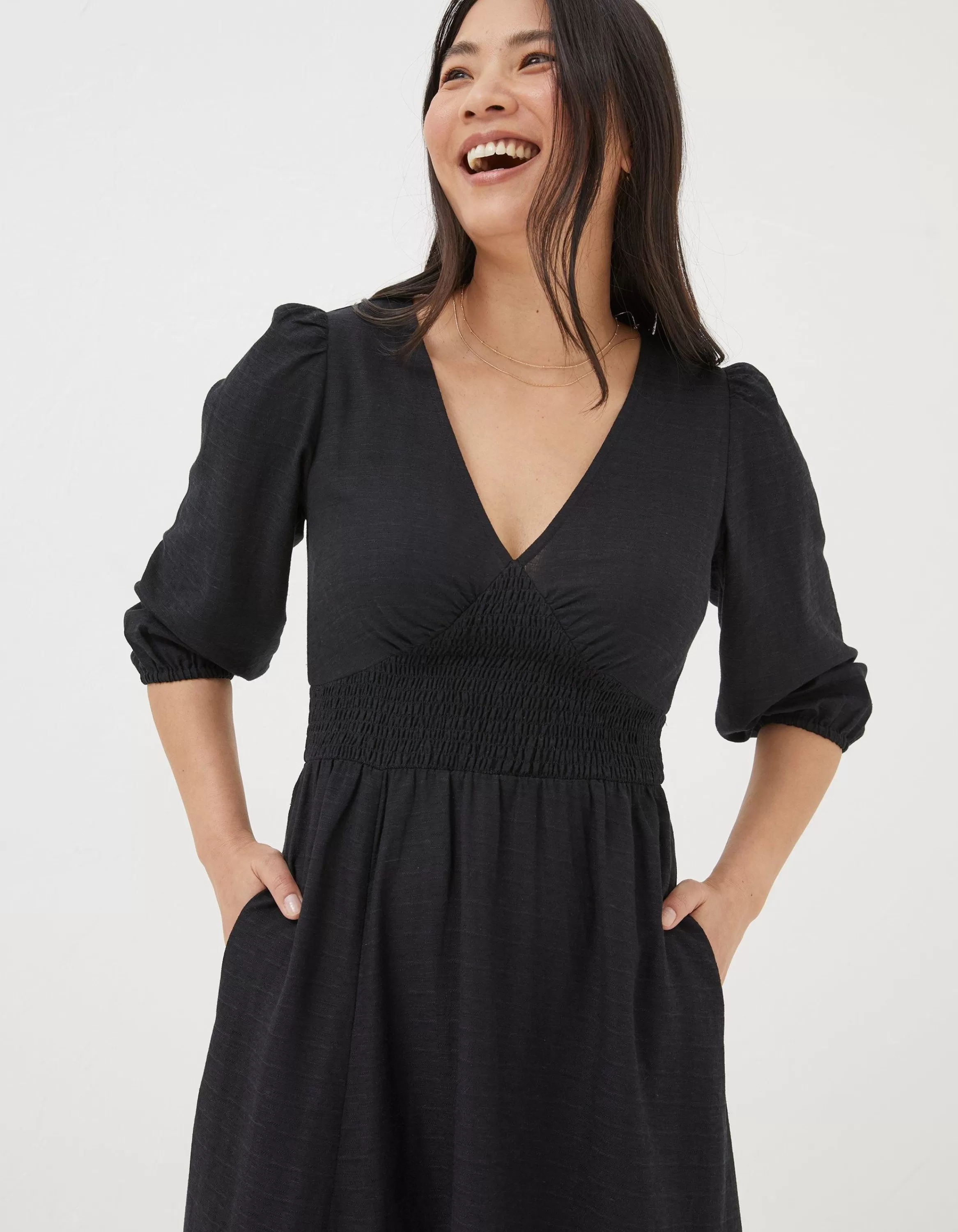 Cheap FatFace Rene Midi Dress Black