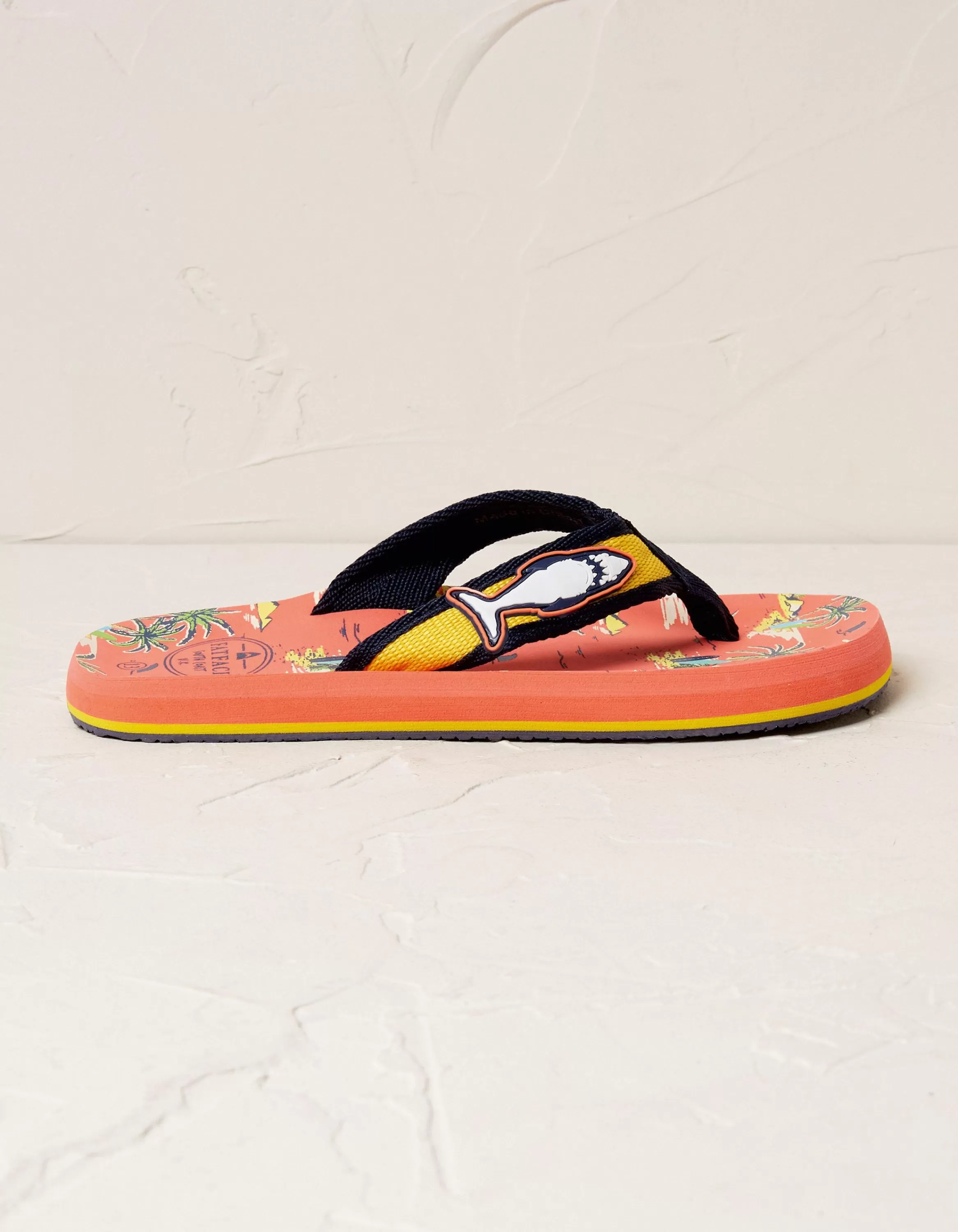 Shop FatFace Resort Print Flip Flops Orange