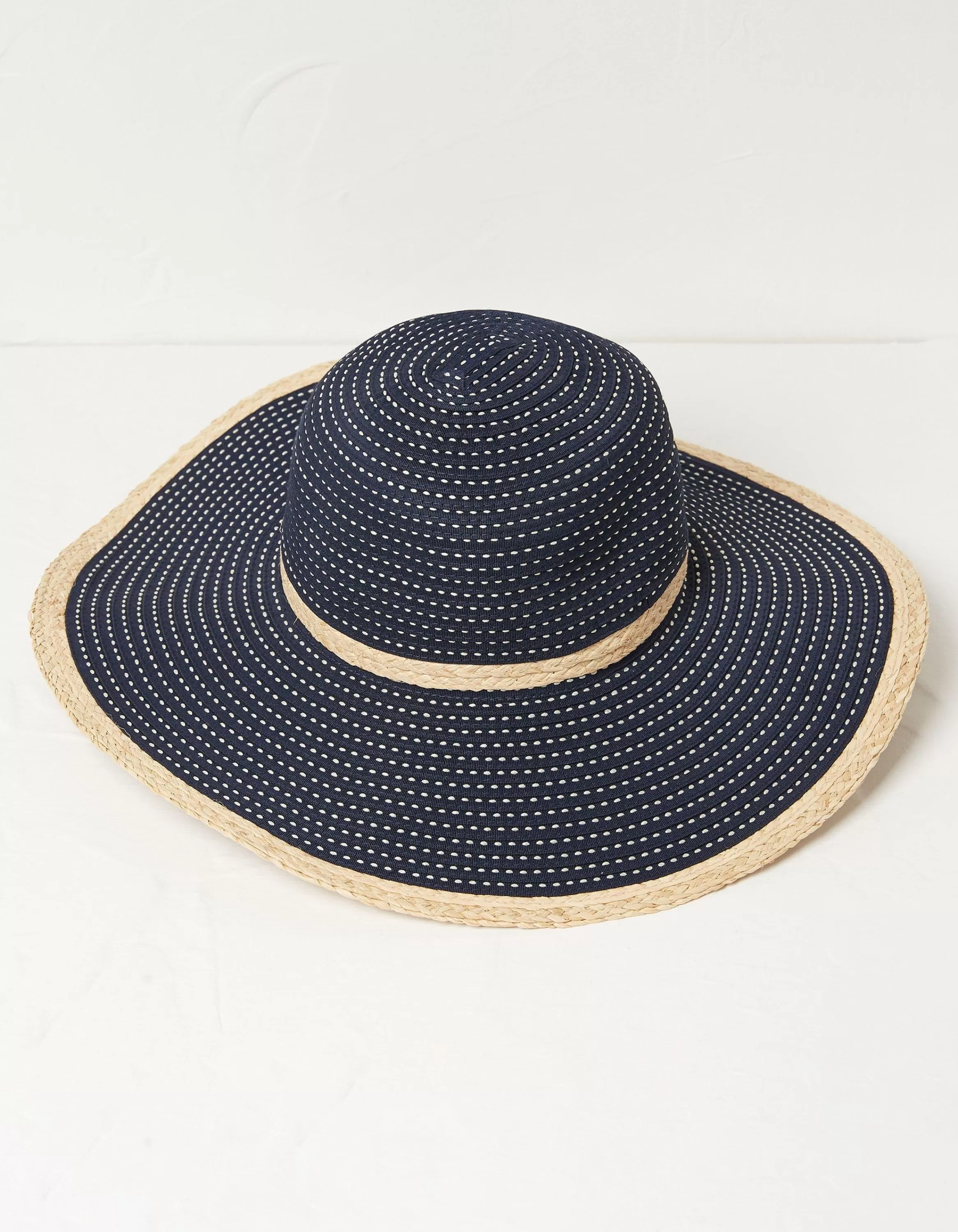 Fashion FatFace Ribbon Floppy Sun Hat Navy