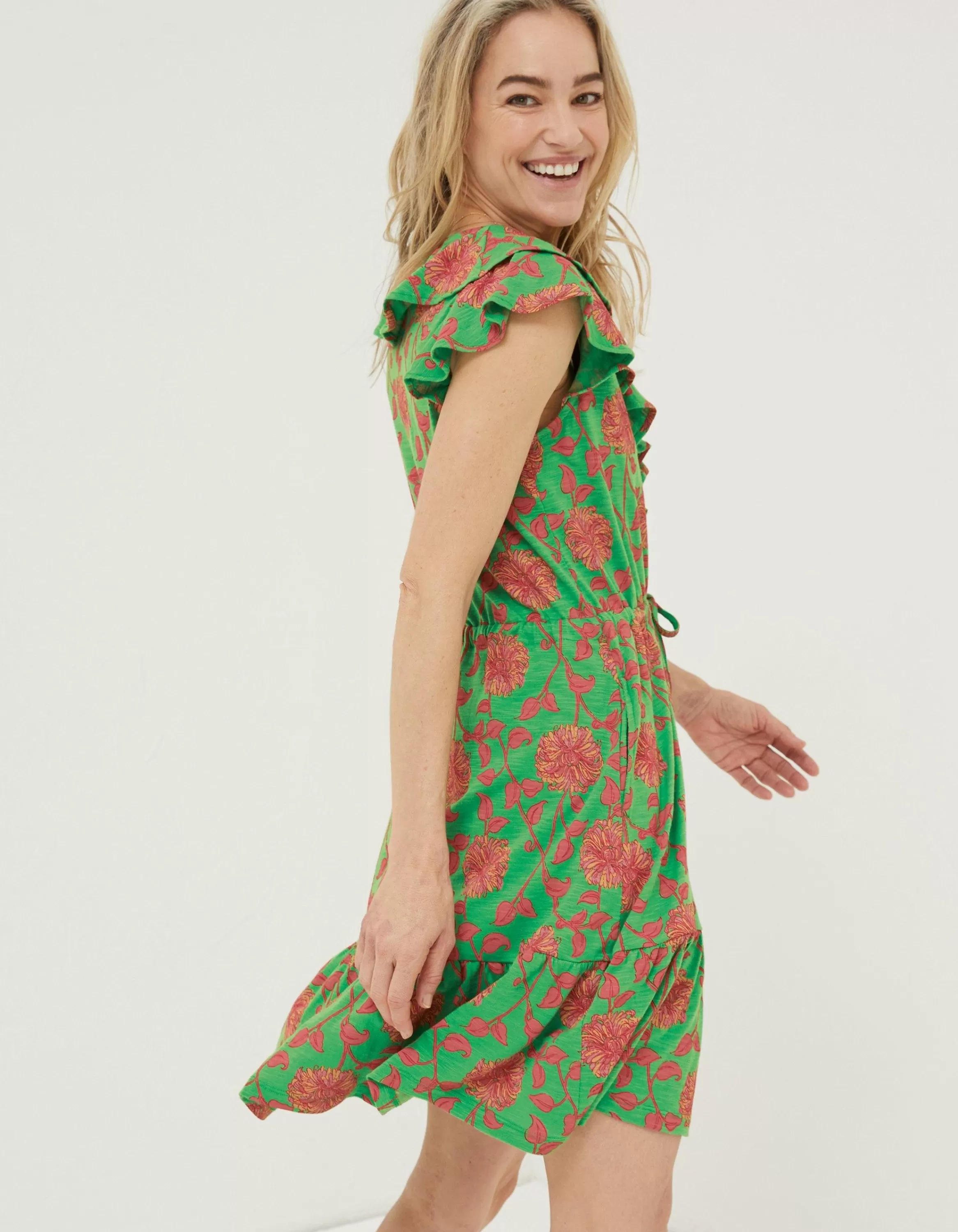 Best FatFace Riley Bali Jersey Dress Bright Green