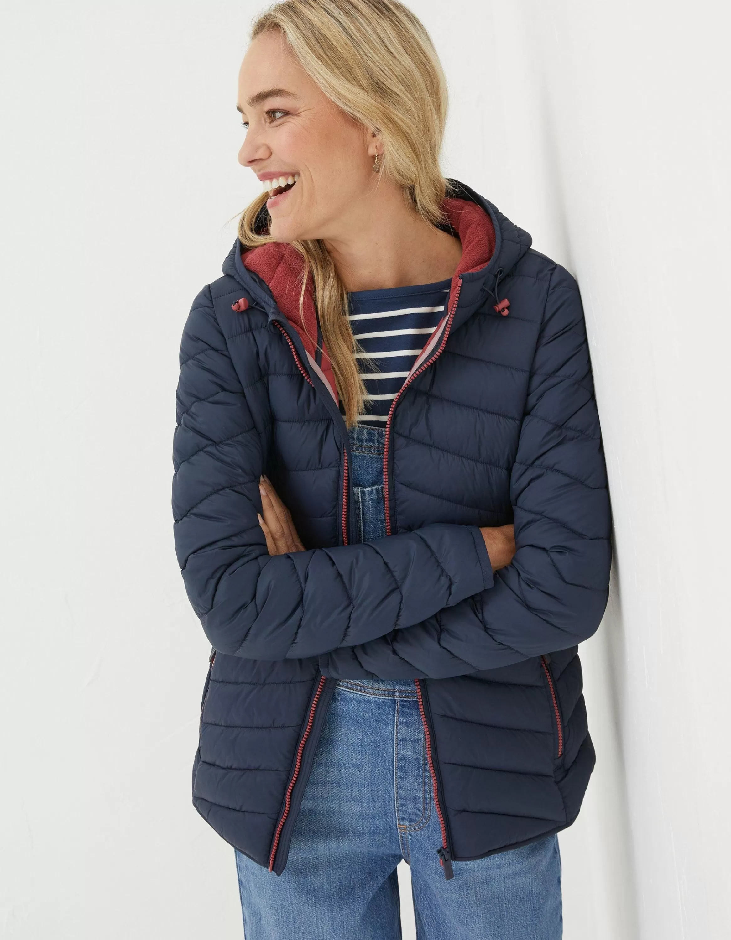 Cheap FatFace Ruby Lightweight Puffer Jacket Navy