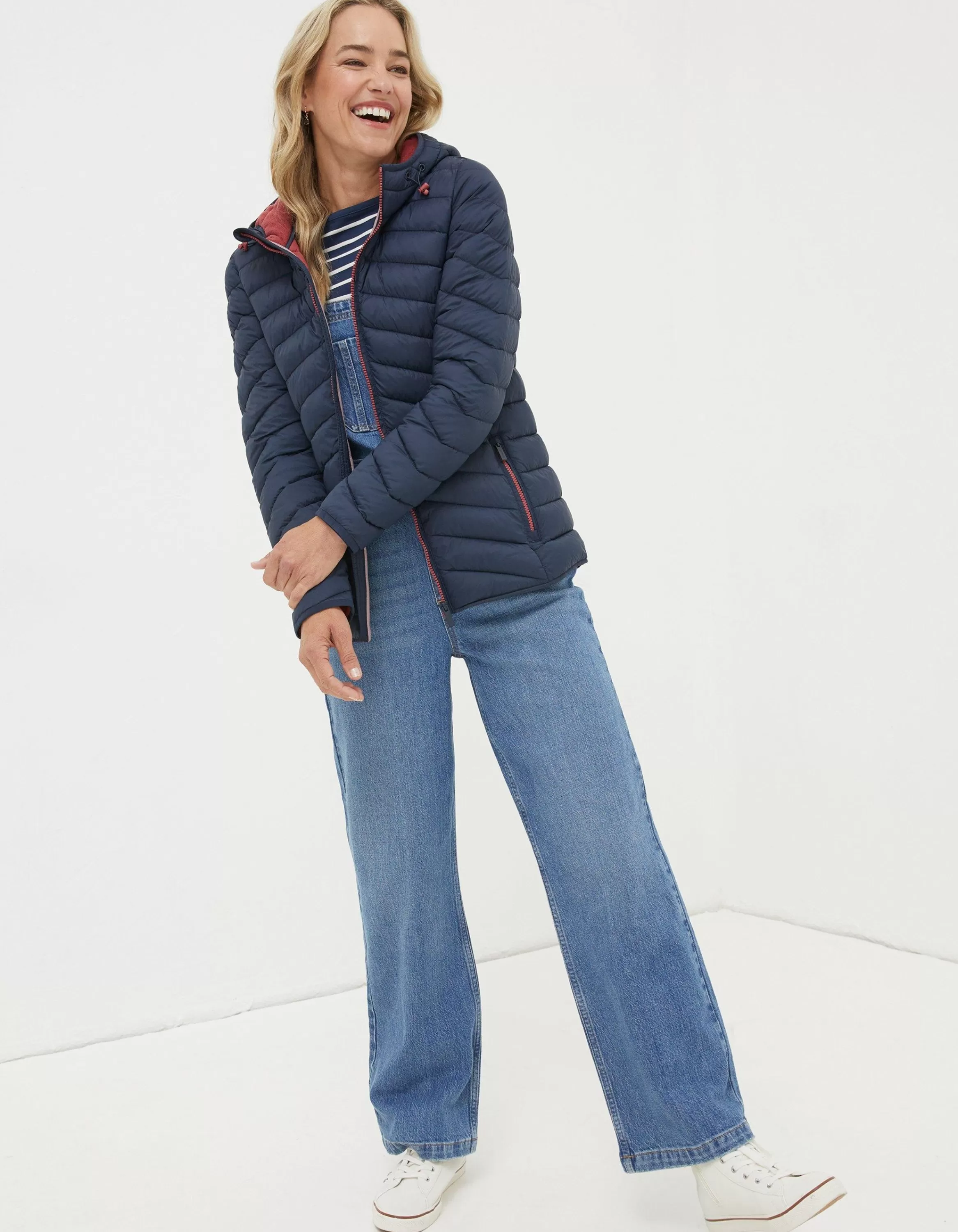 Cheap FatFace Ruby Lightweight Puffer Jacket Navy