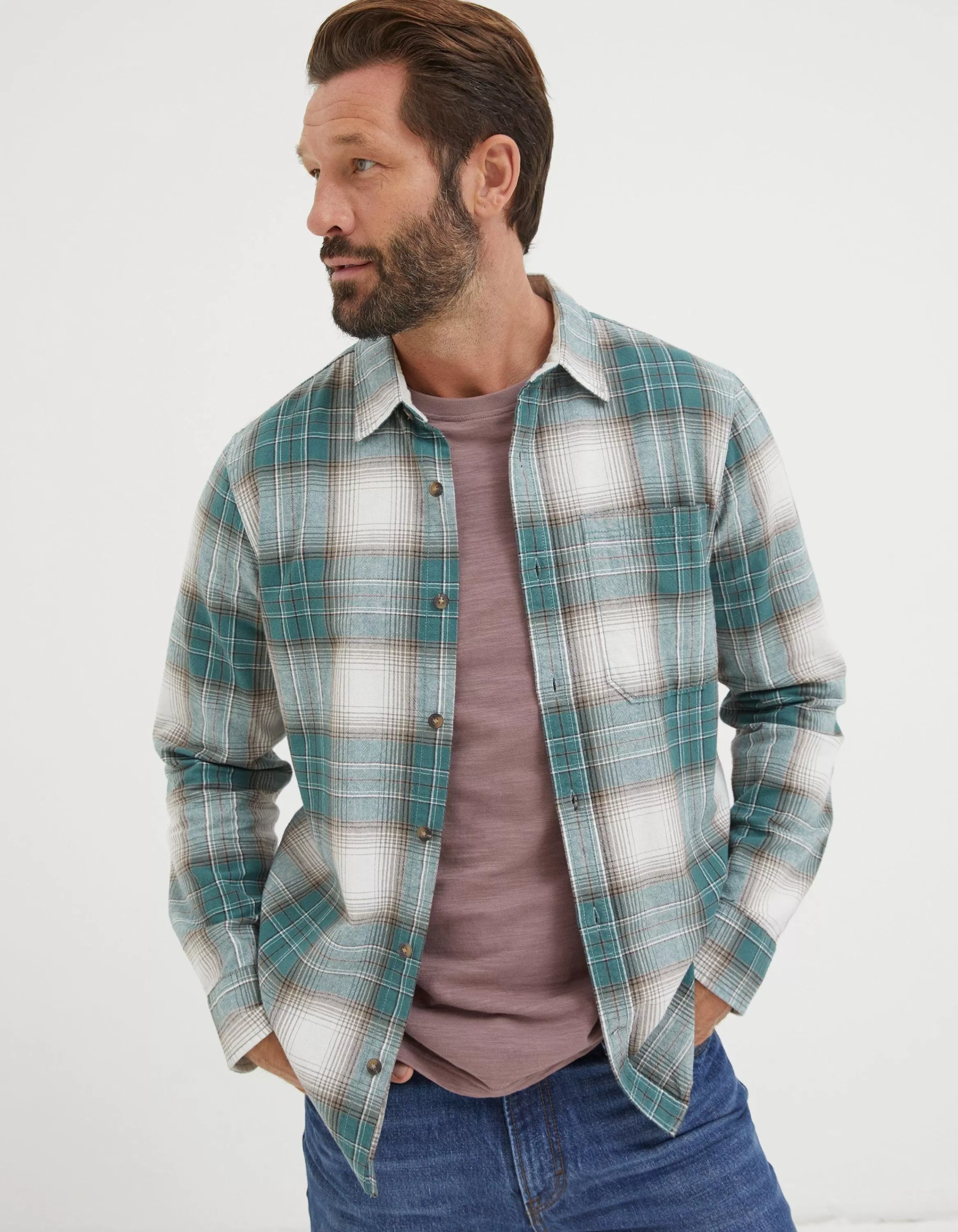 Sale FatFace Ryde Check Shirt Green