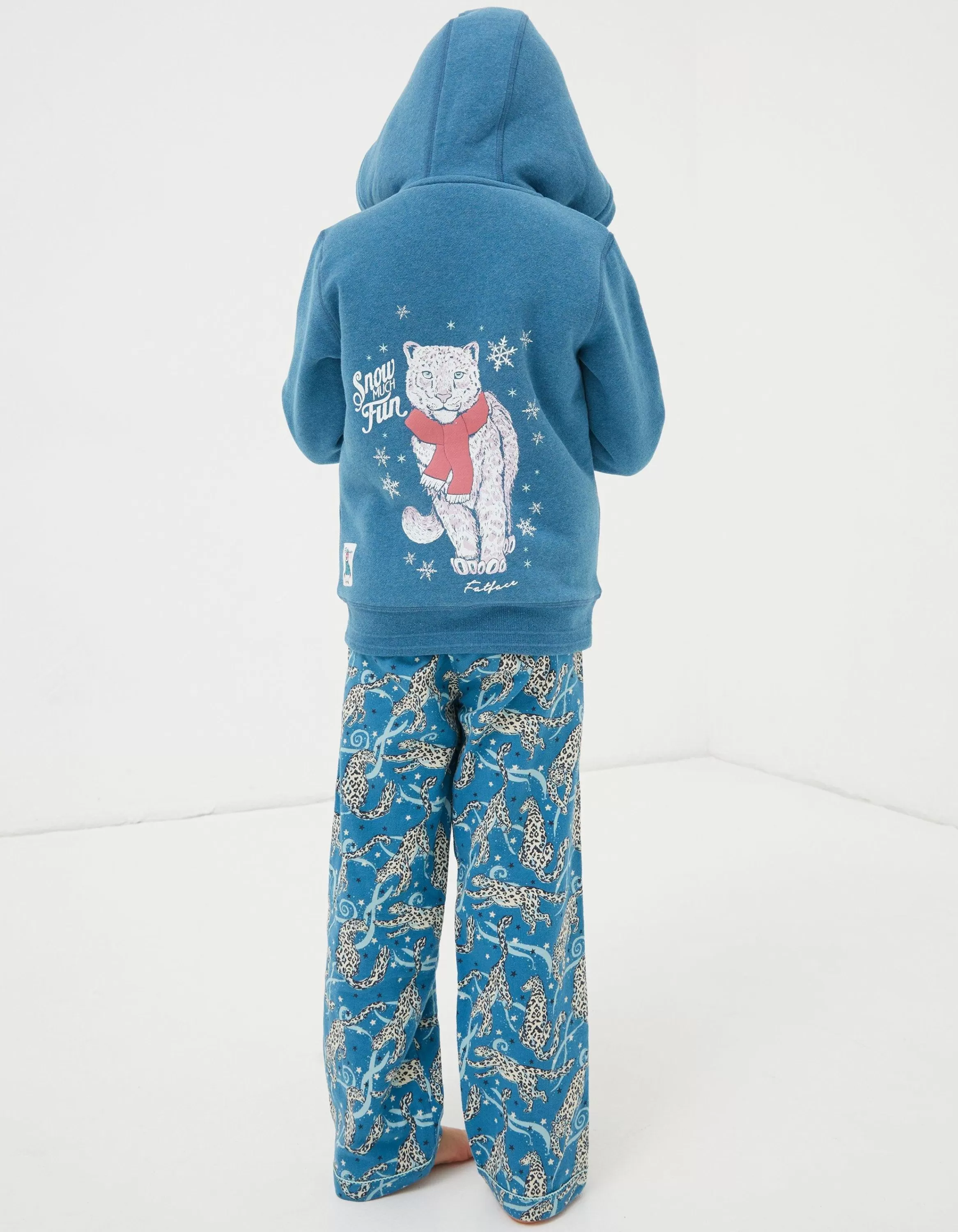 Outlet FatFace Sadie Snow Leopard Zip Hoodie Teal Green