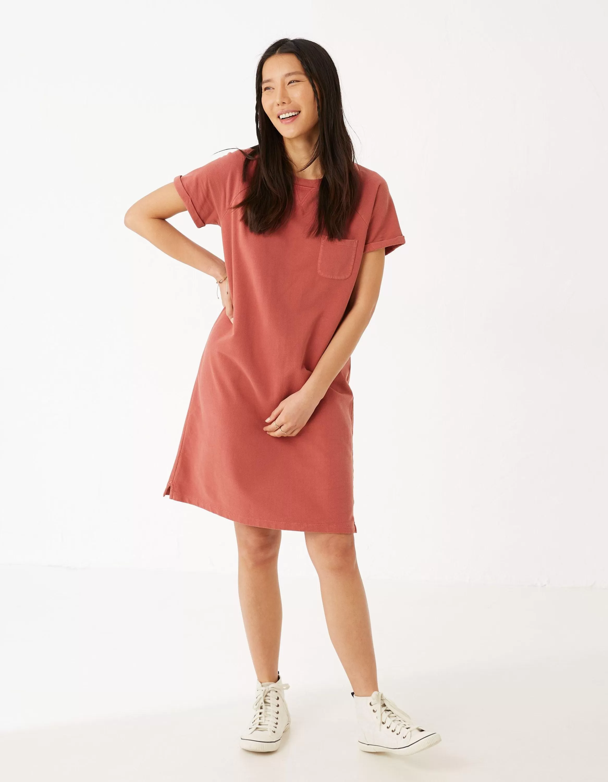 Shop FatFace Sadie Sweat Dress Mid Orange