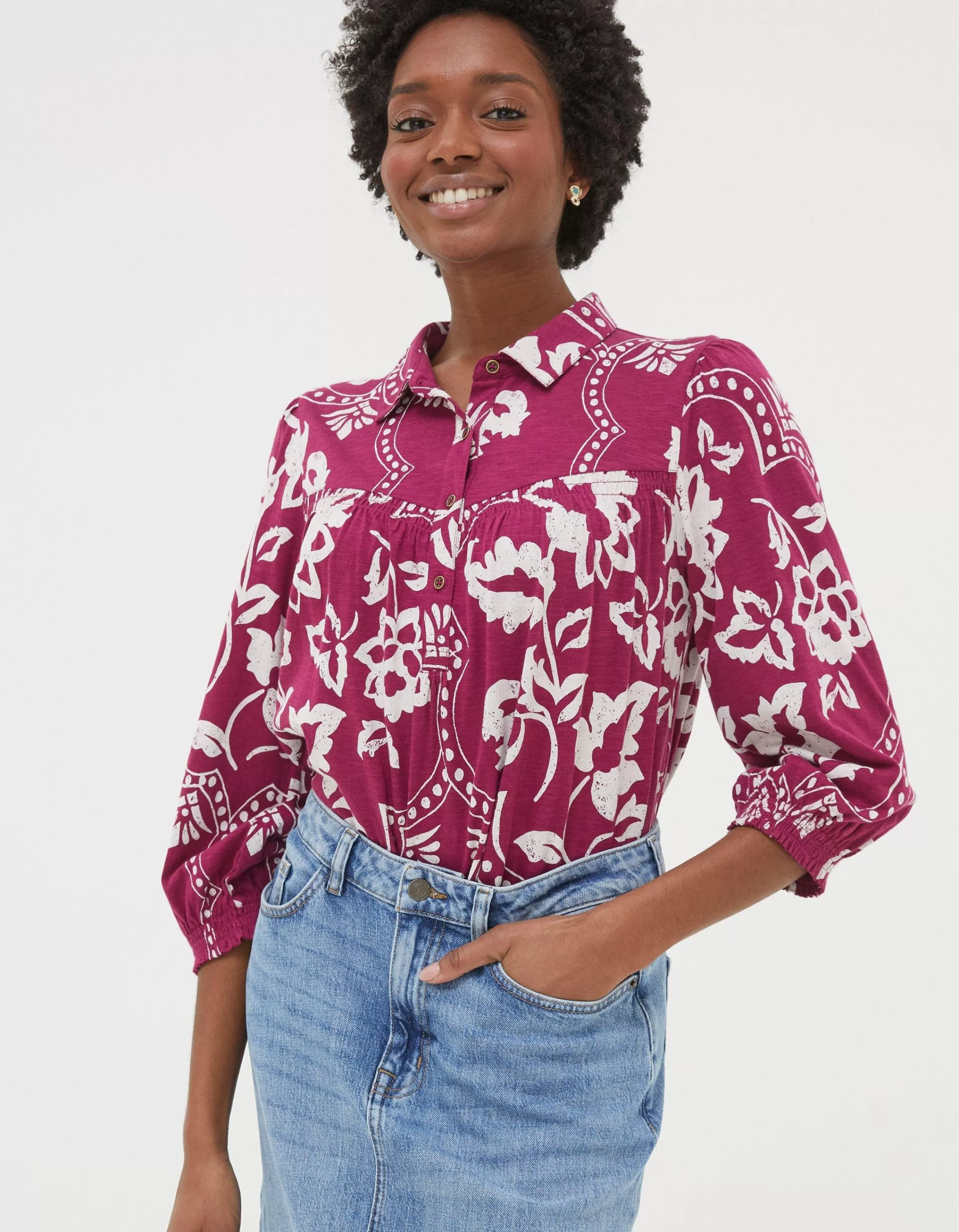 Online FatFace Sadie Wallpaper Shirt Purple