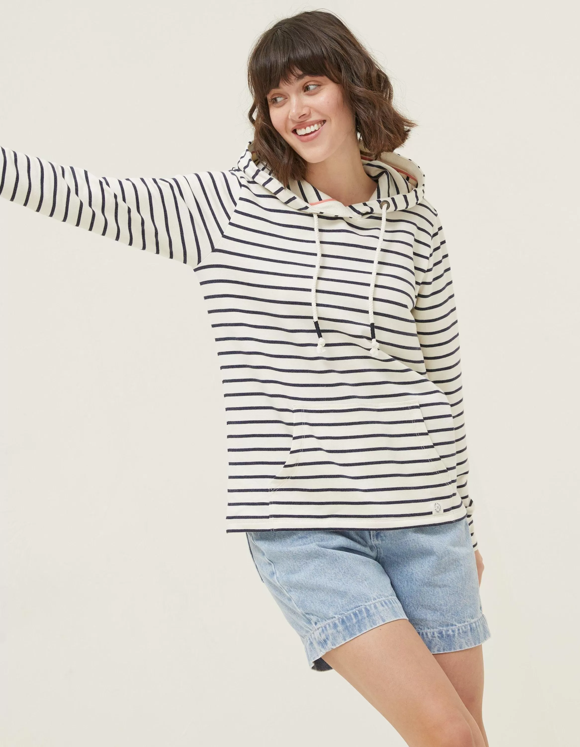 Online FatFace Sally Stripe Hoodie Ivory