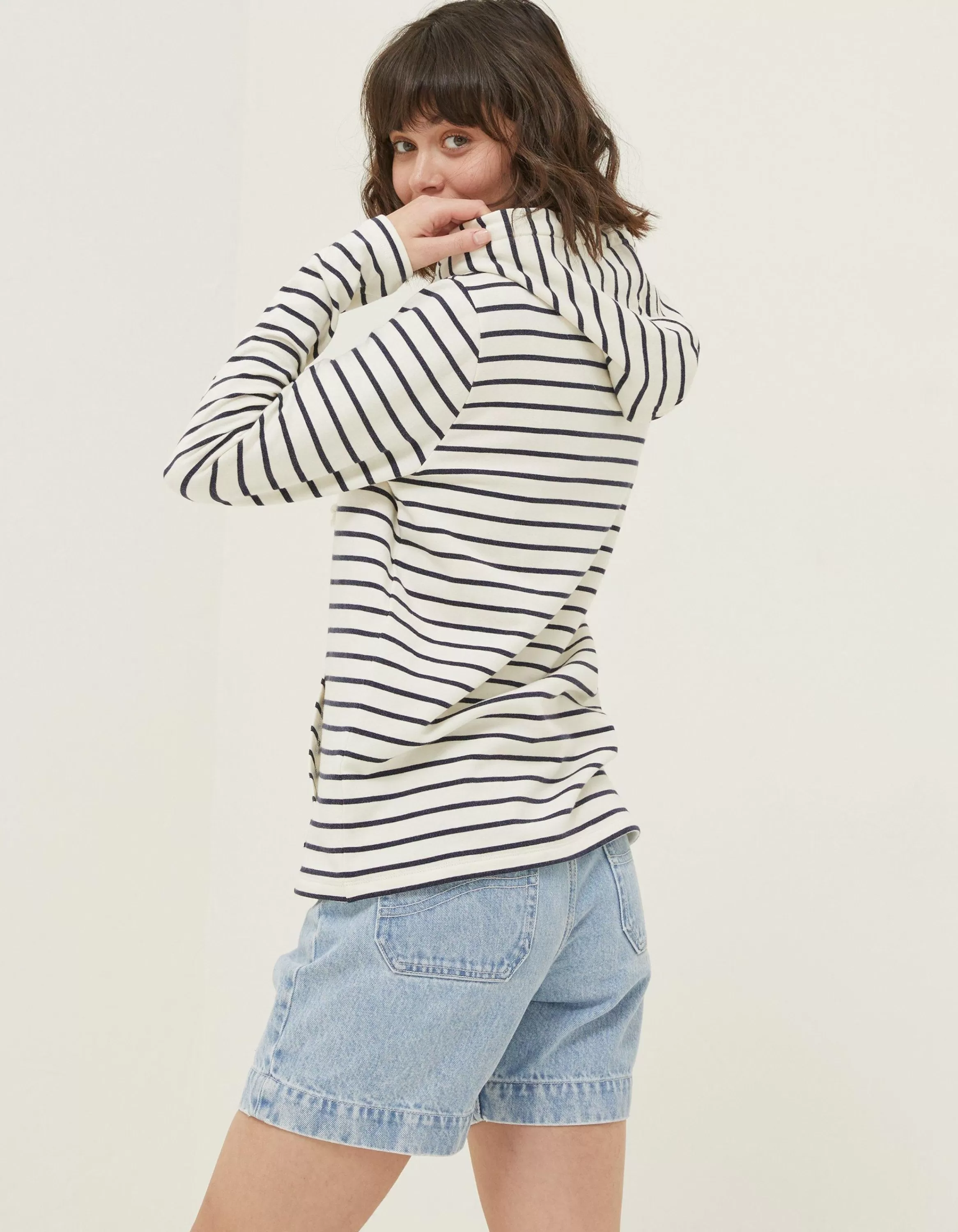 Online FatFace Sally Stripe Hoodie Ivory