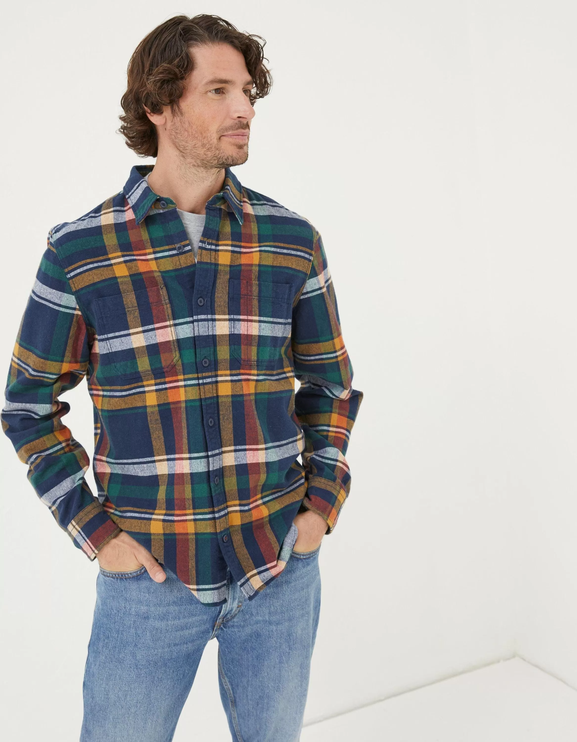 Discount FatFace Sandy Check Shirt Navy