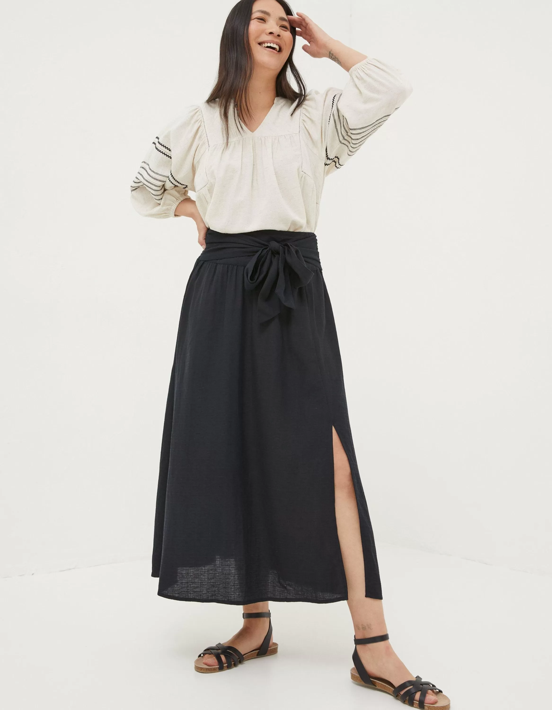 Flash Sale FatFace Sascha Midi Skirt Black