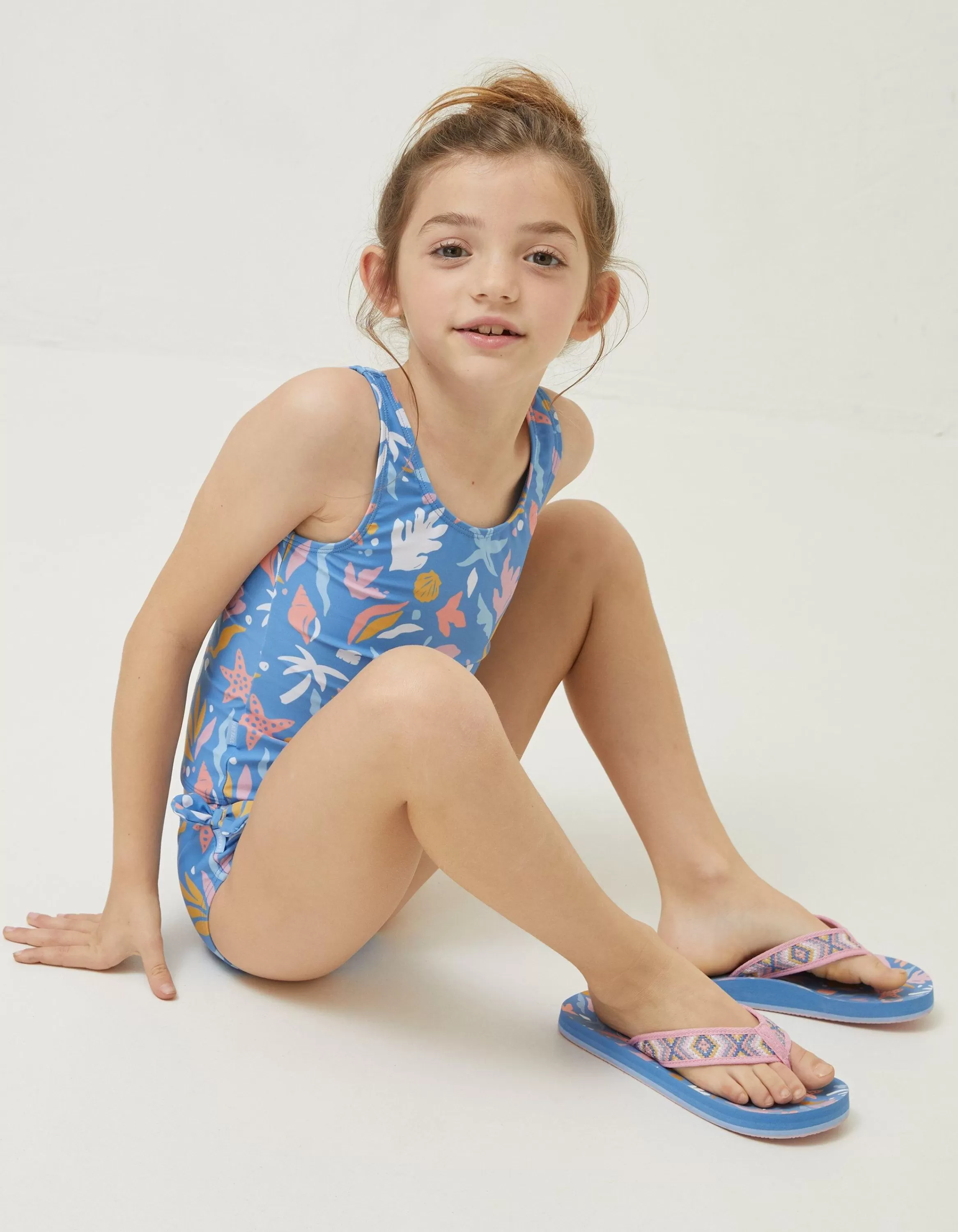 Fashion FatFace Sea Scape Tankini Bright Blue