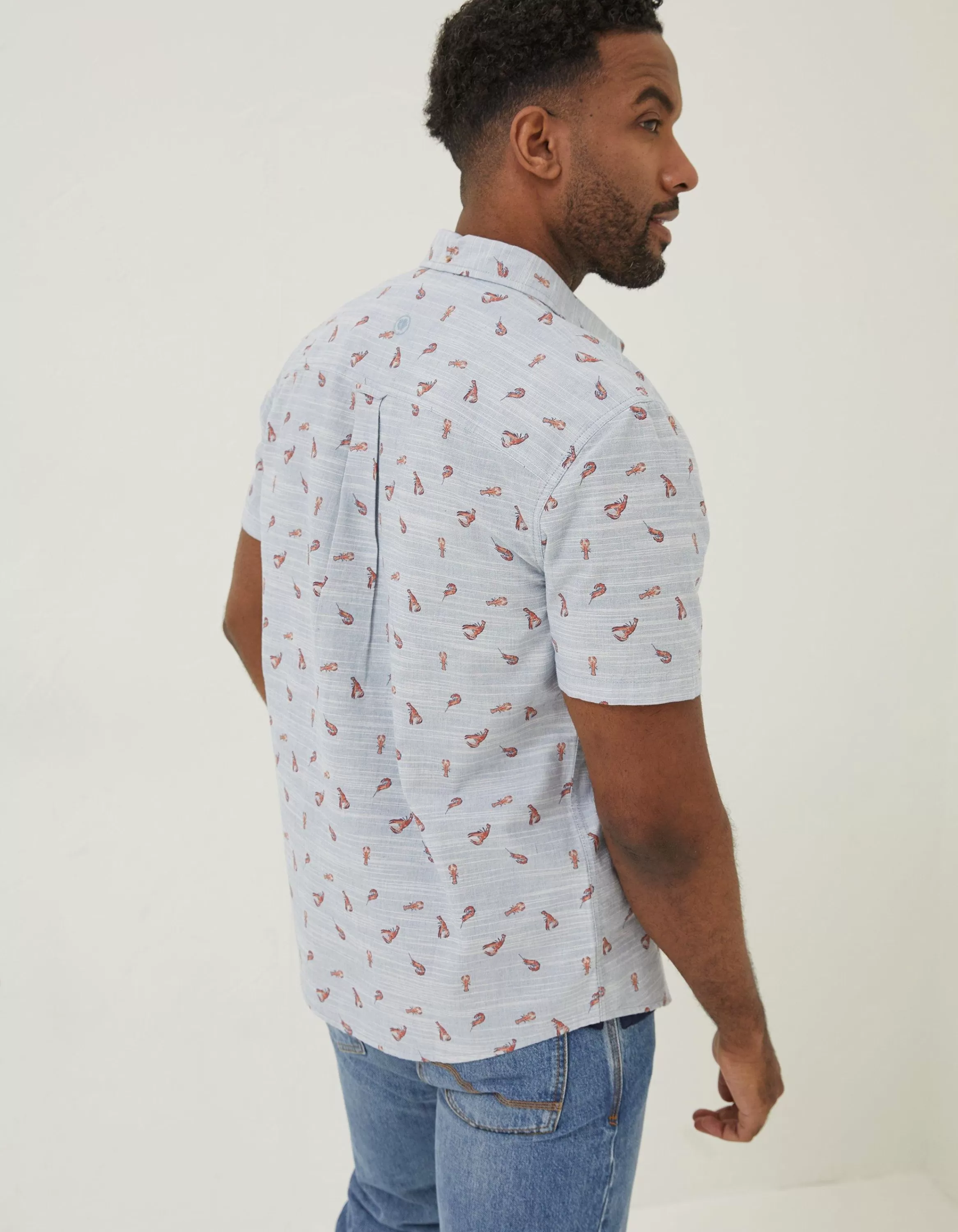 Clearance FatFace Seafood Print Shirt Blue