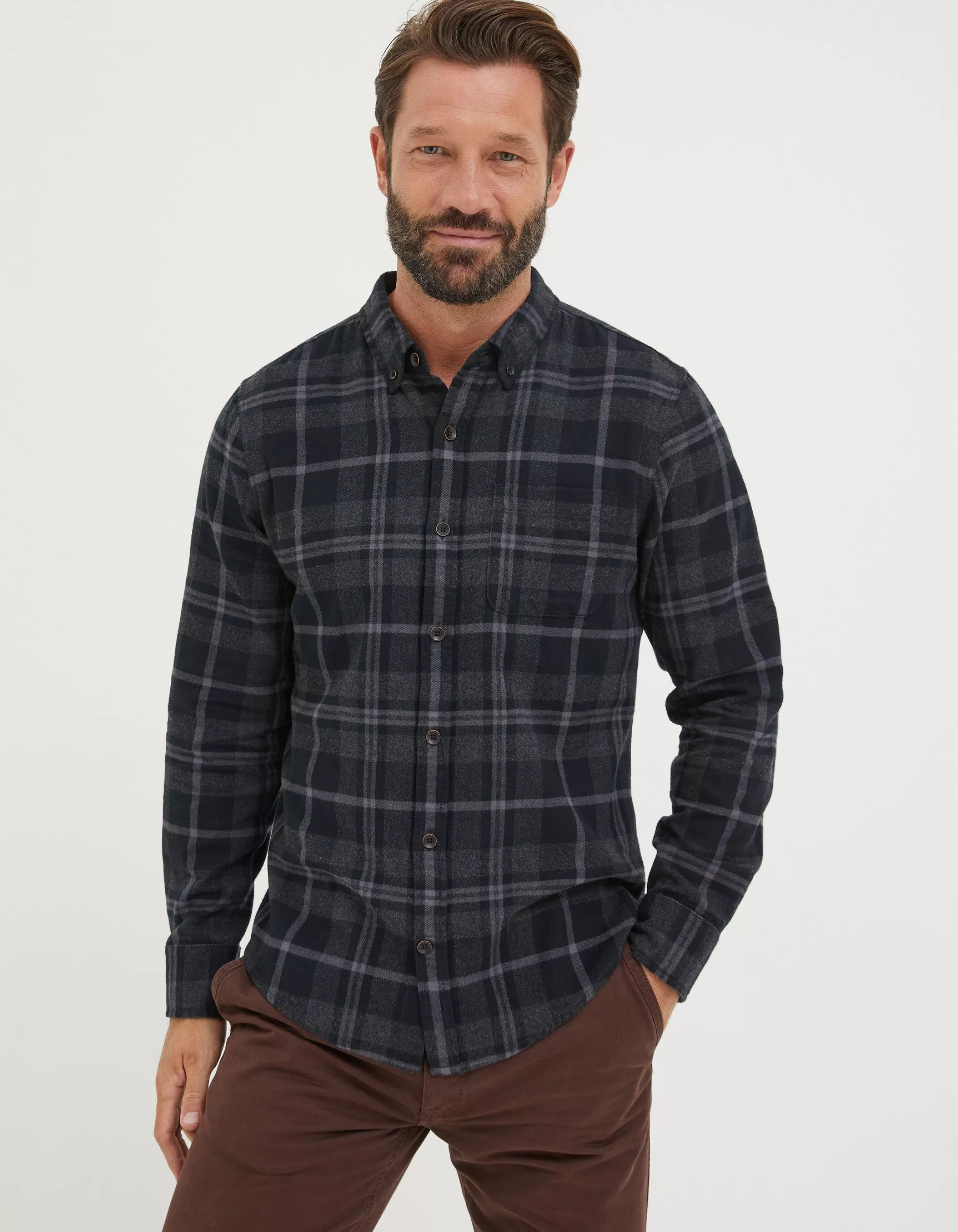 Best Sale FatFace Selwood Check Shirt Black