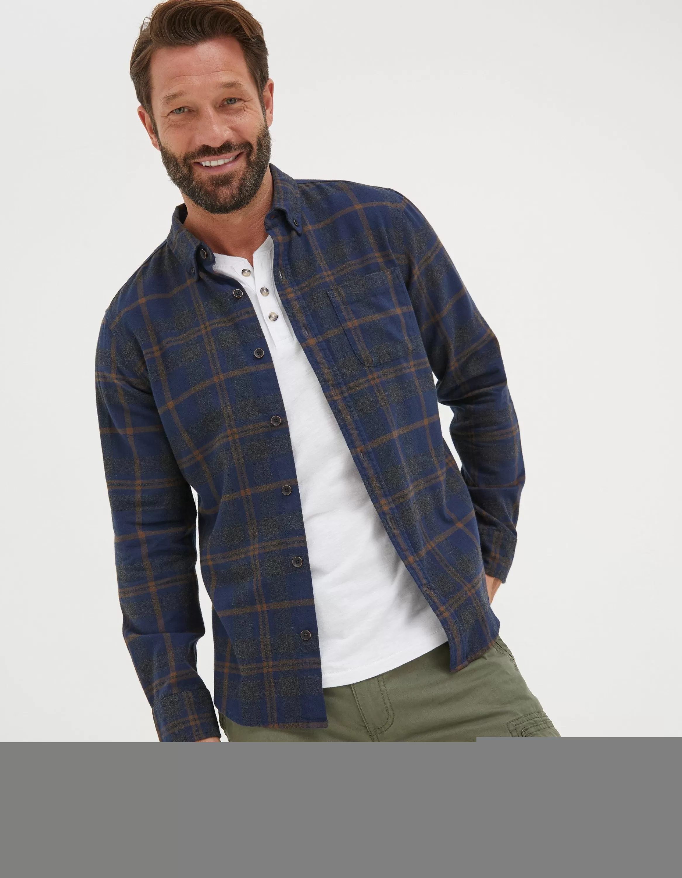 Online FatFace Selwood Check Shirt Navy