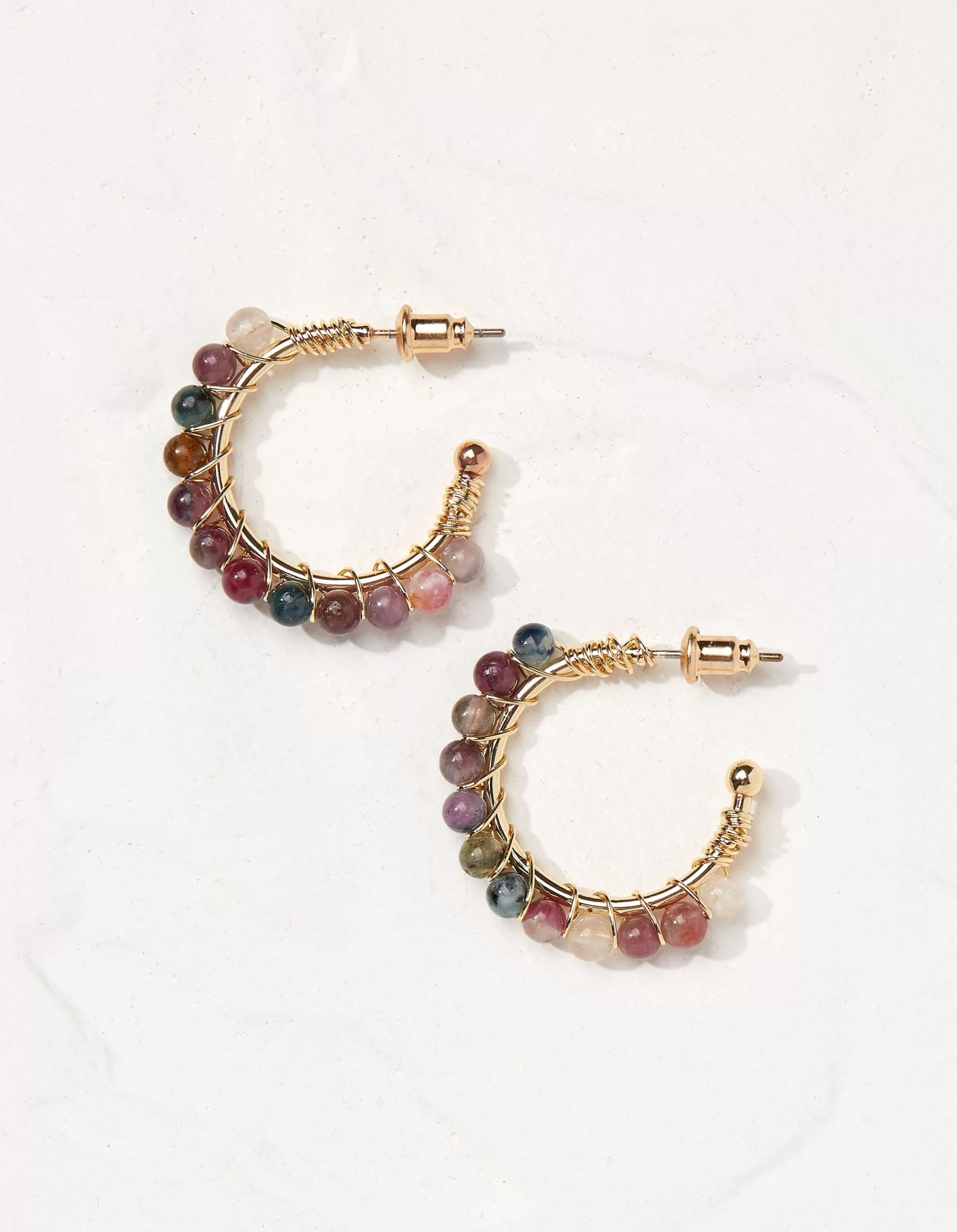 Fashion FatFace Semi Precious Hoops Gold