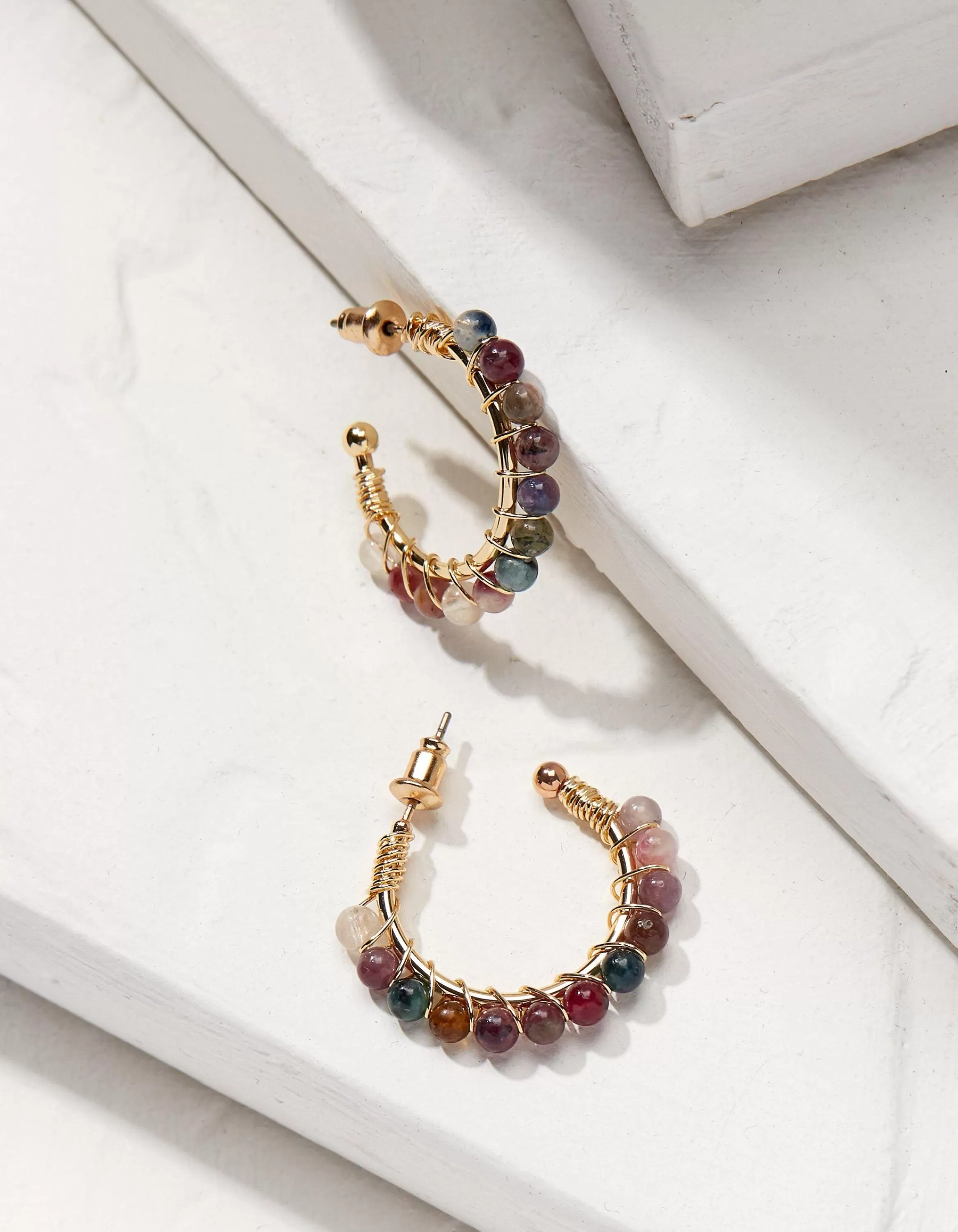 Fashion FatFace Semi Precious Hoops Gold