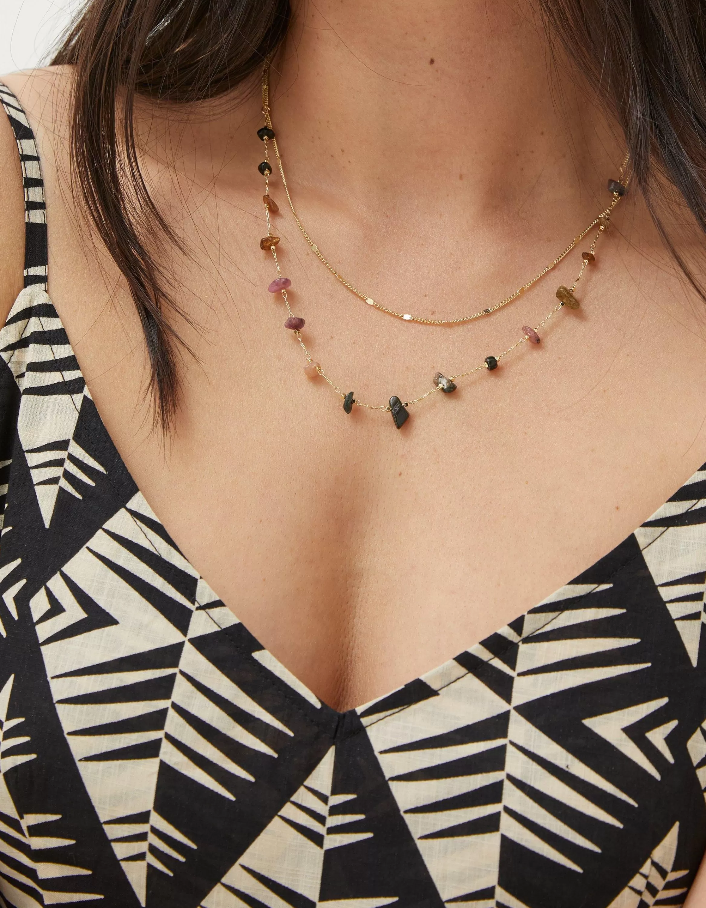 Shop FatFace Semi Precious Layered Necklace Multi