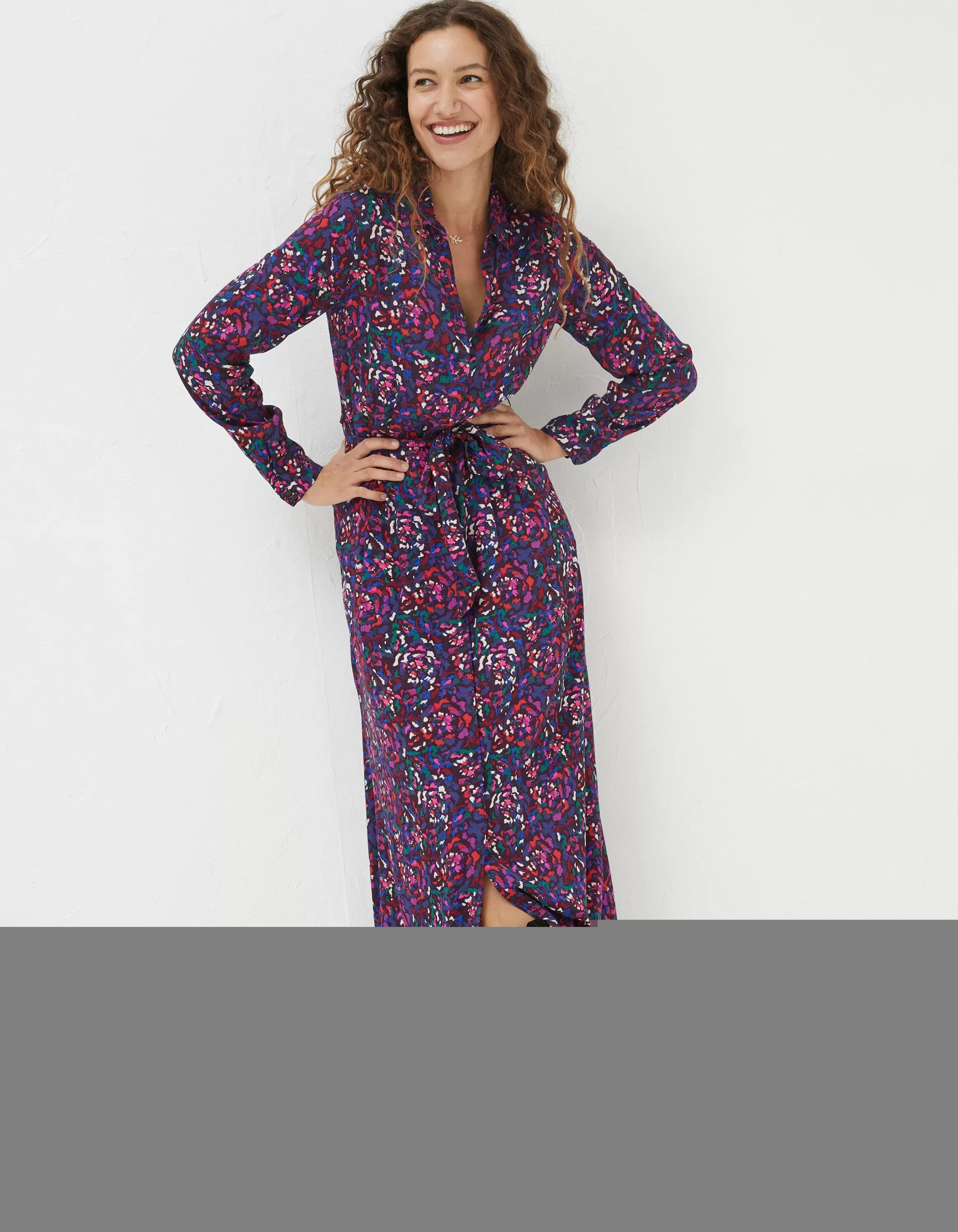 Best FatFace Serena Abstract Midi Dress Purple