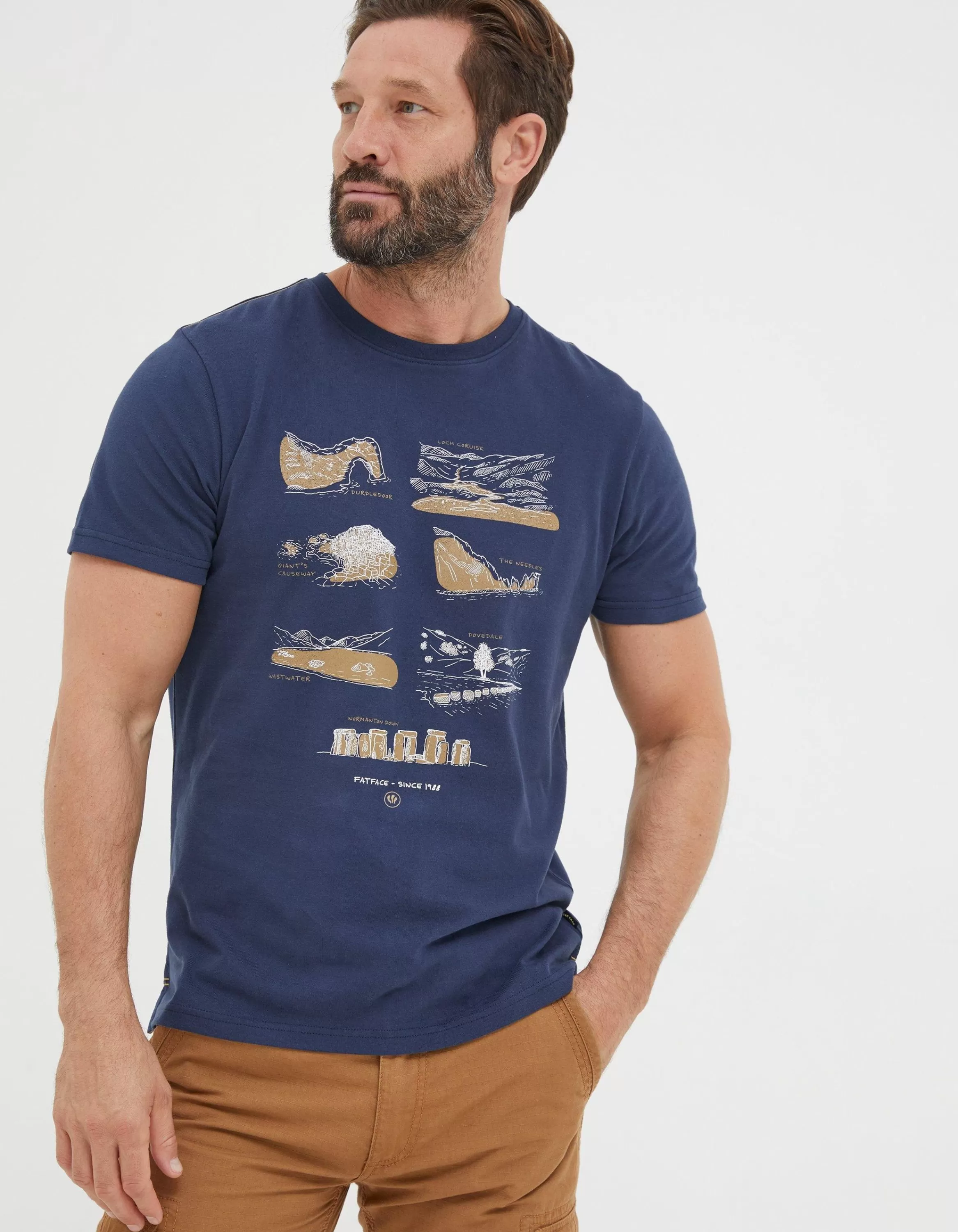 Best Sale FatFace Seven Wonders T-Shirt Navy