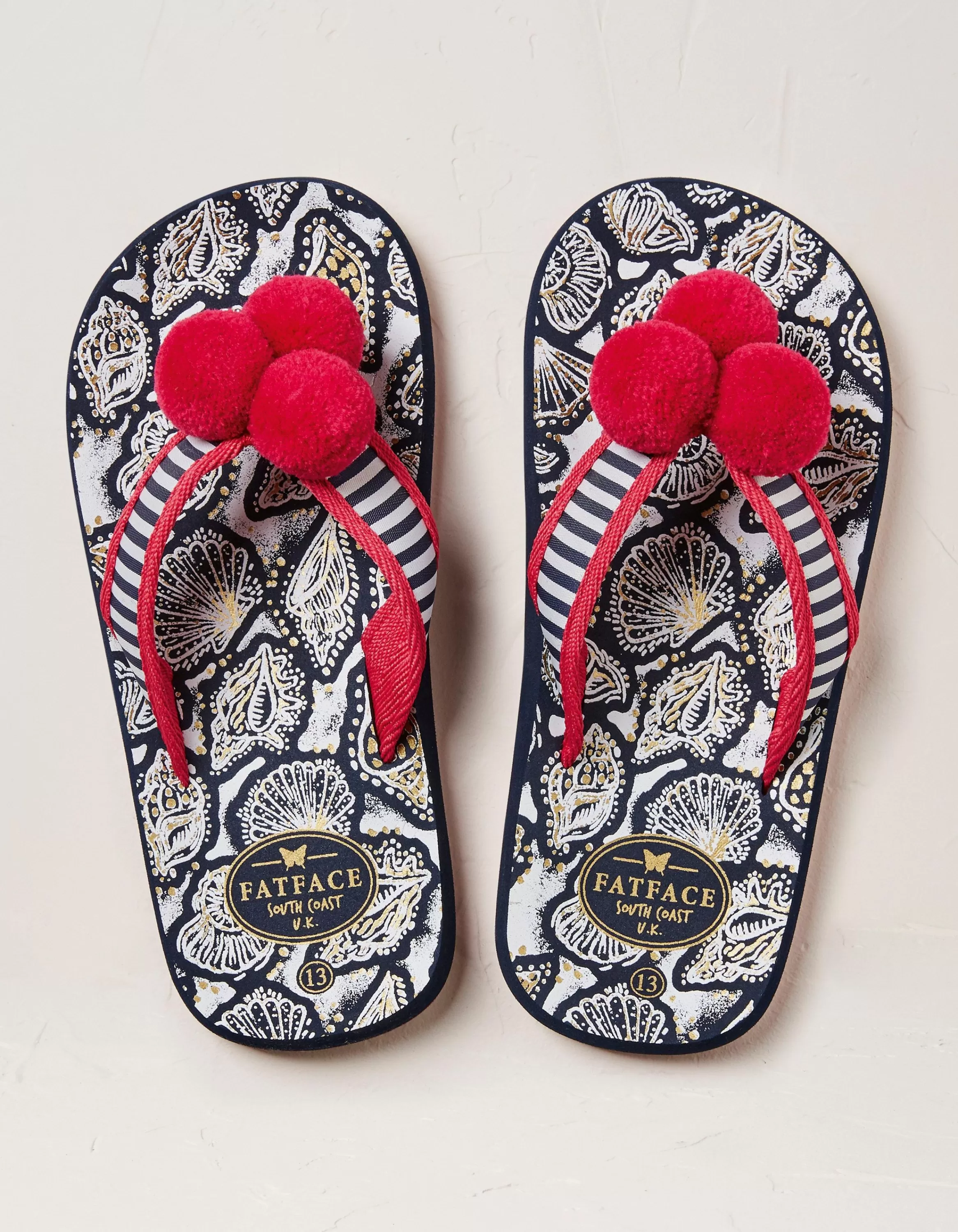 Outlet FatFace Shell Print Flip Flops Navy