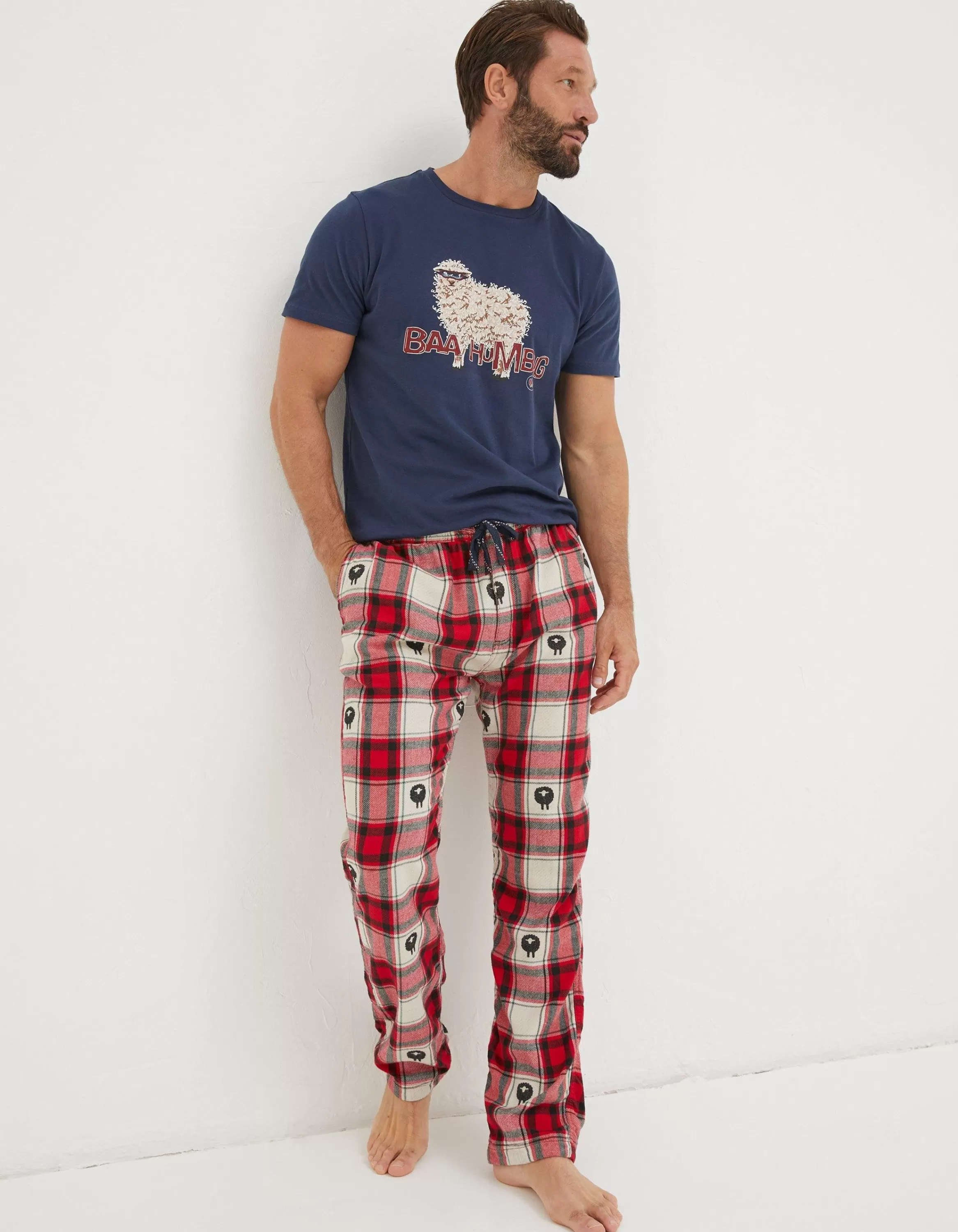 Best Sale FatFace Shelter Stevie Sheep Jacquard Pyjama Bottoms Red