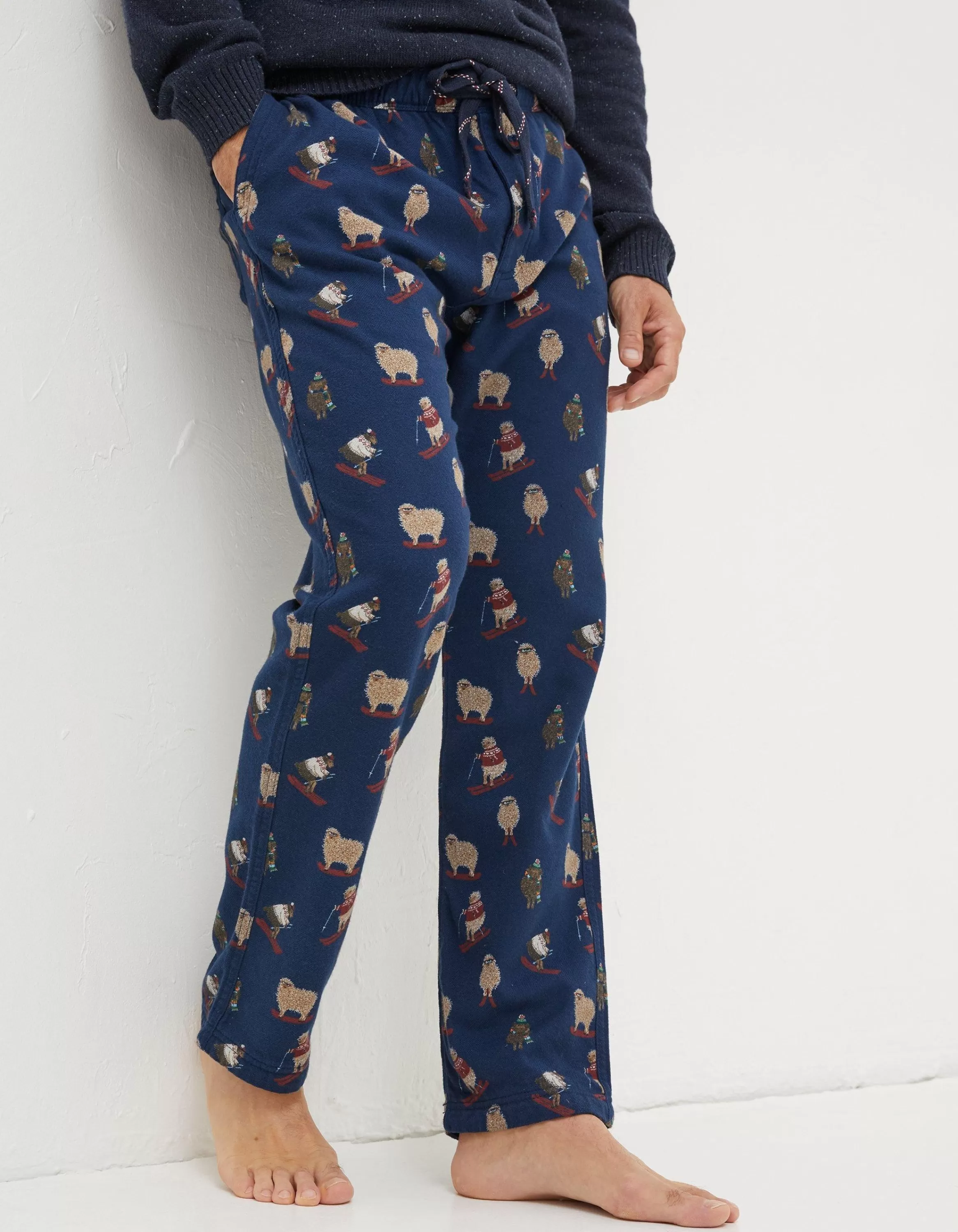 Online FatFace Shelter Stevie Sheep Print Pyjama Bottoms Navy