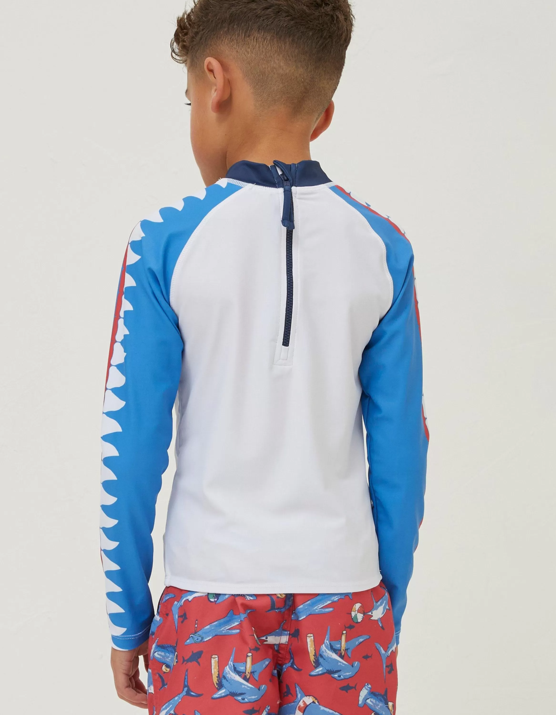 Store FatFace Sidney The Shark Rash Vest Natural White