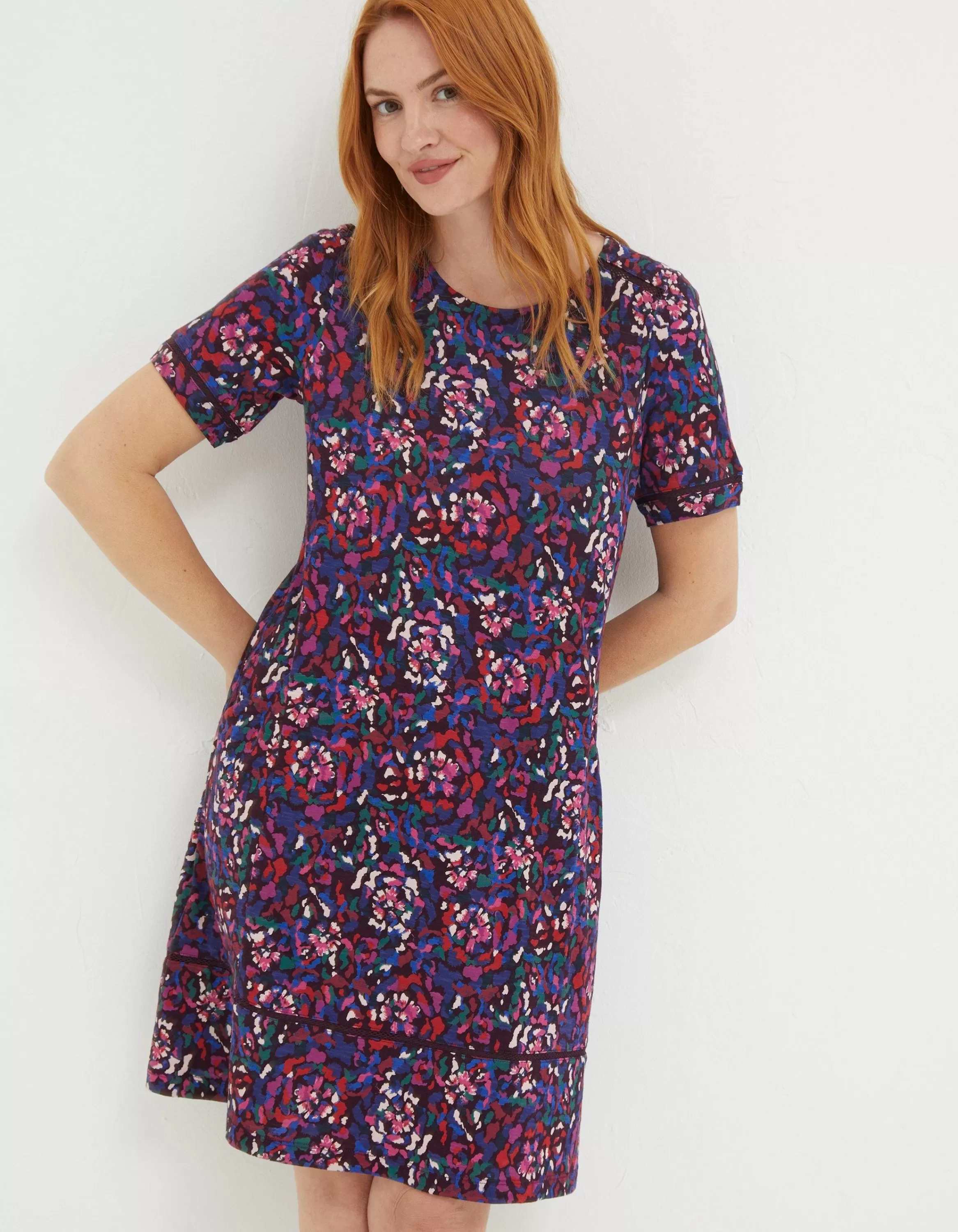 Best FatFace Simone Abstract Jersey Dress Purple