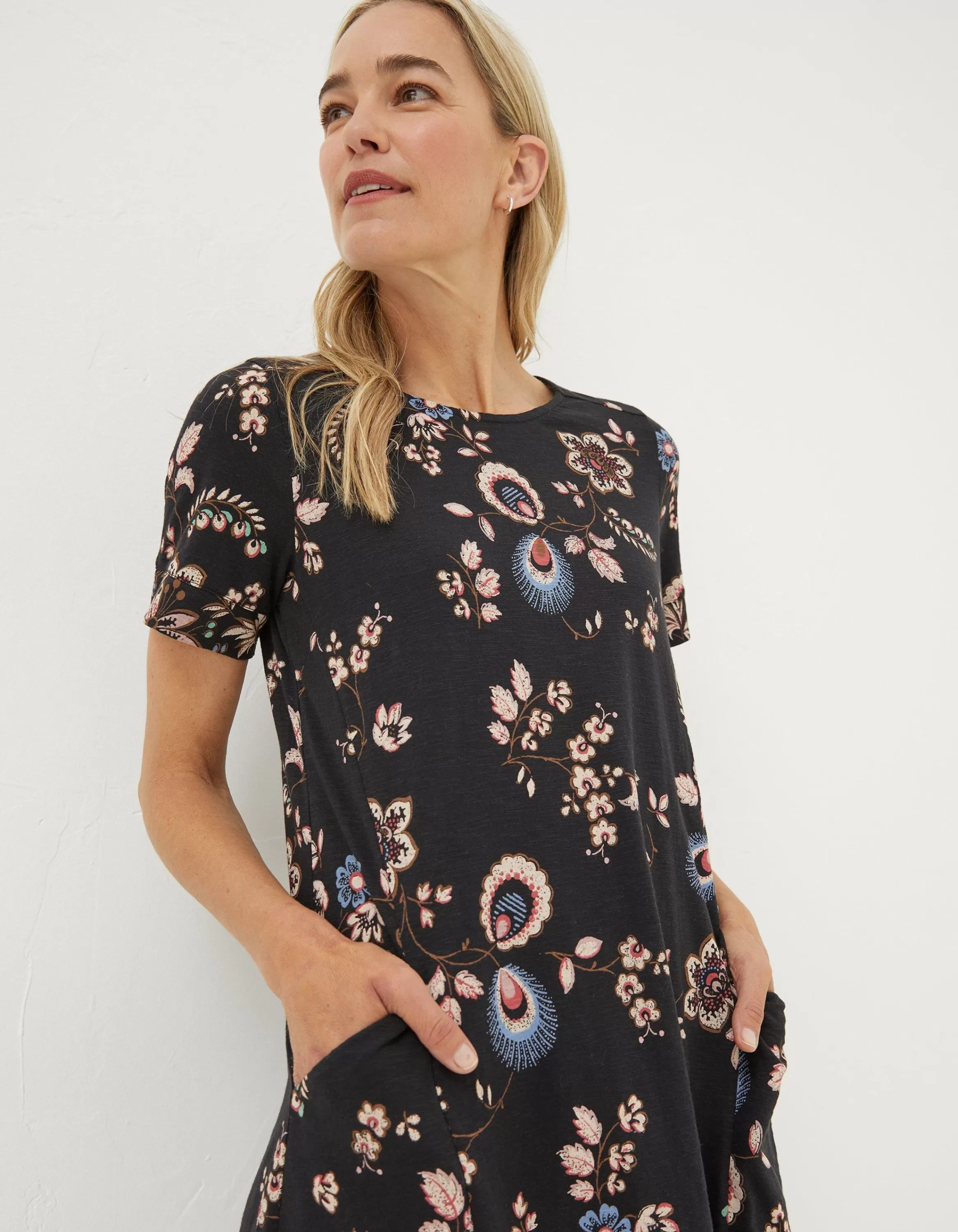 Cheap FatFace Simone Floral Jersey Dress Black