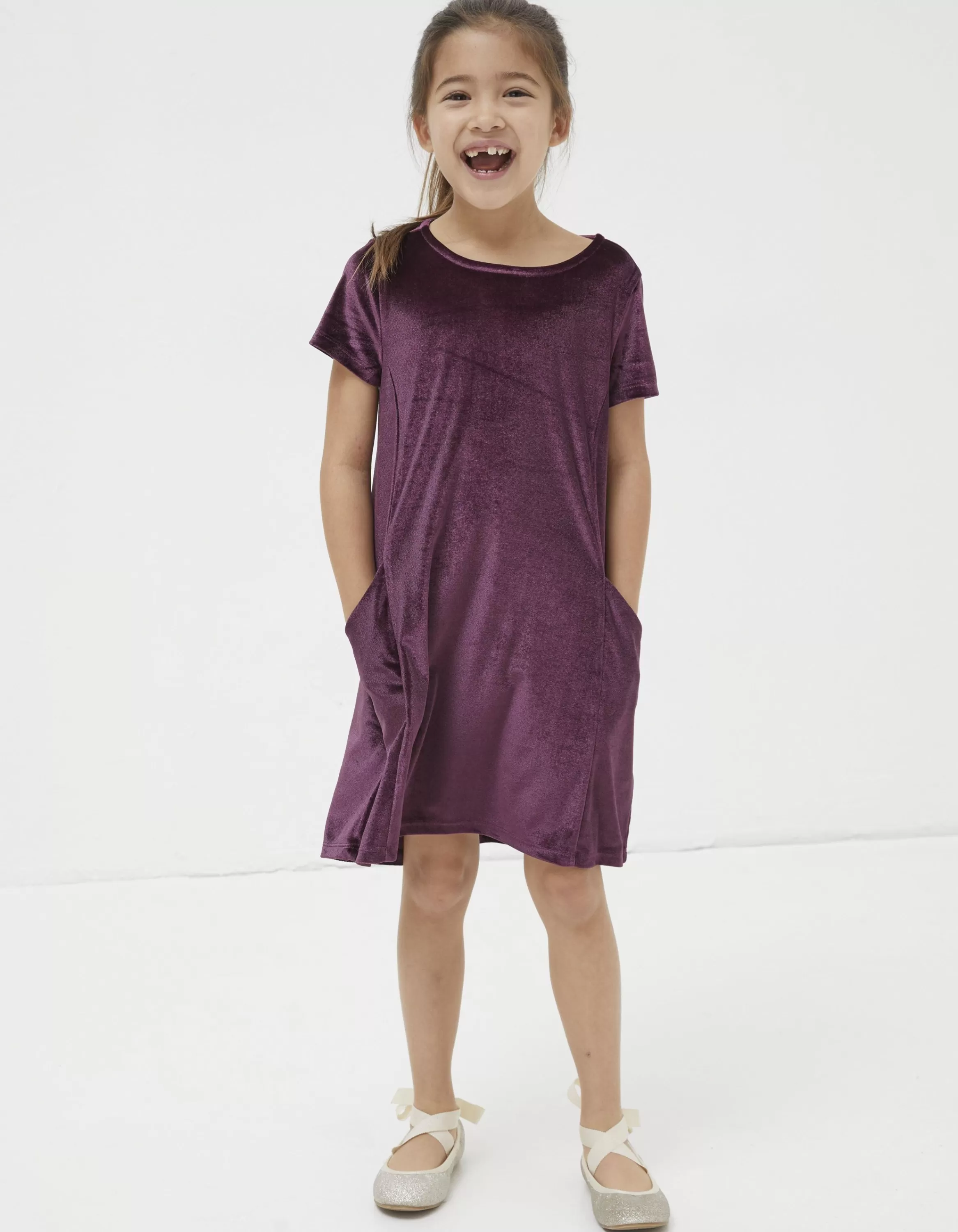 Cheap FatFace Simone Velvet Dress Plum