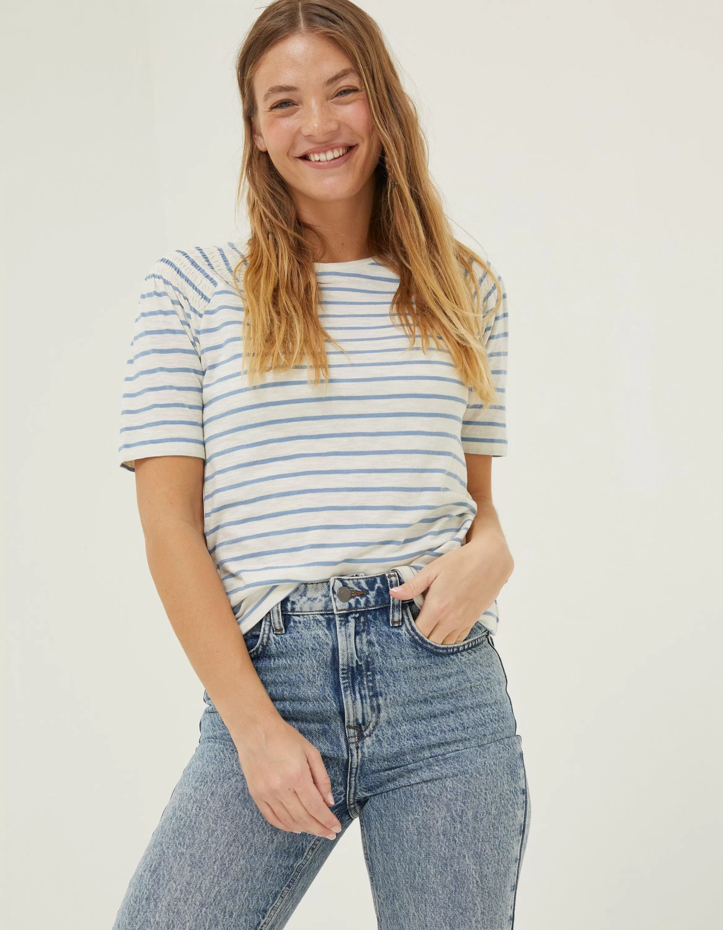 Cheap FatFace Skylar Stripe Top Blue