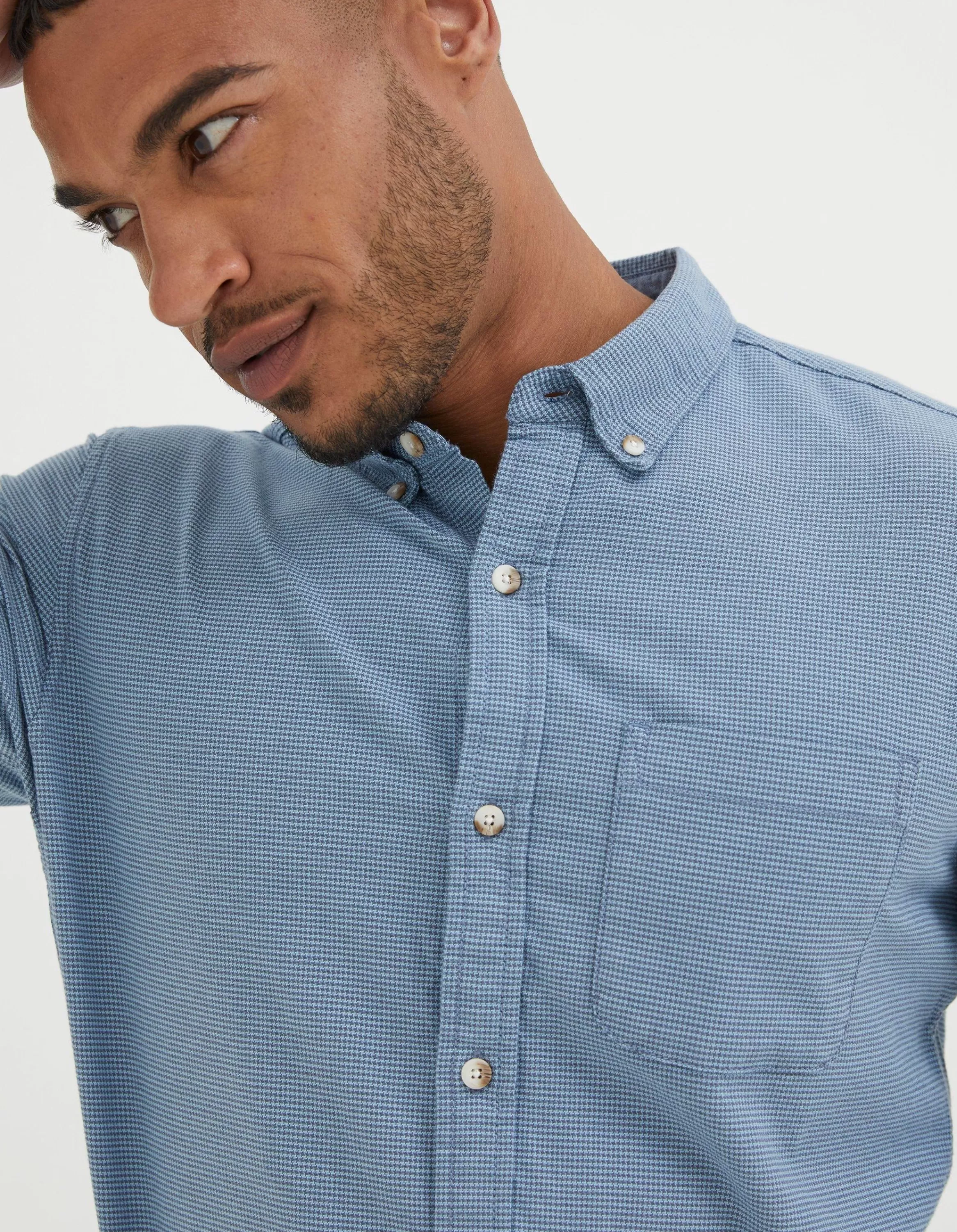 Online FatFace Slim Hove Micro Check Shirt Blue