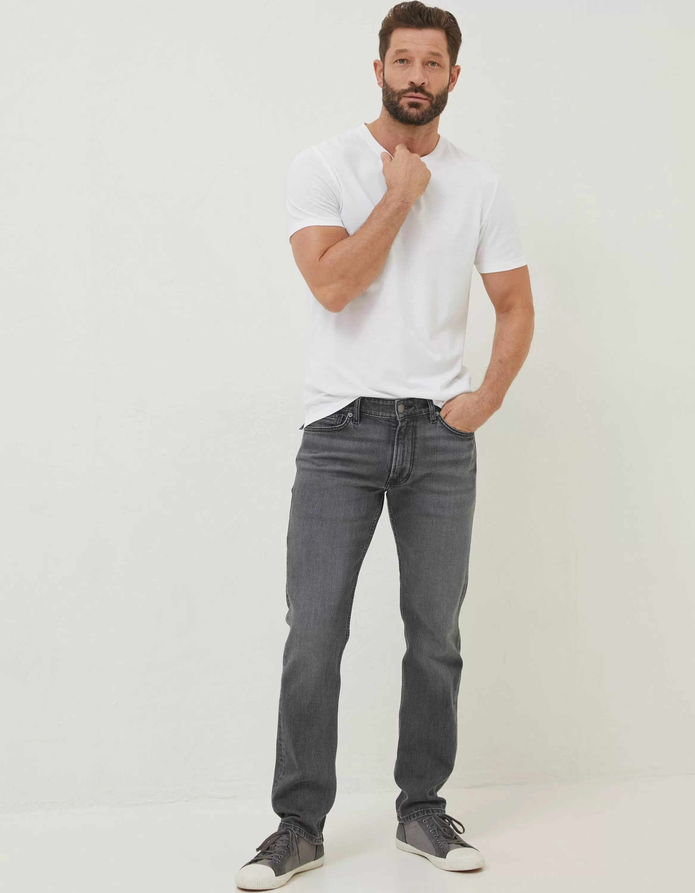 Shop FatFace Slim Wash Jeans Grey