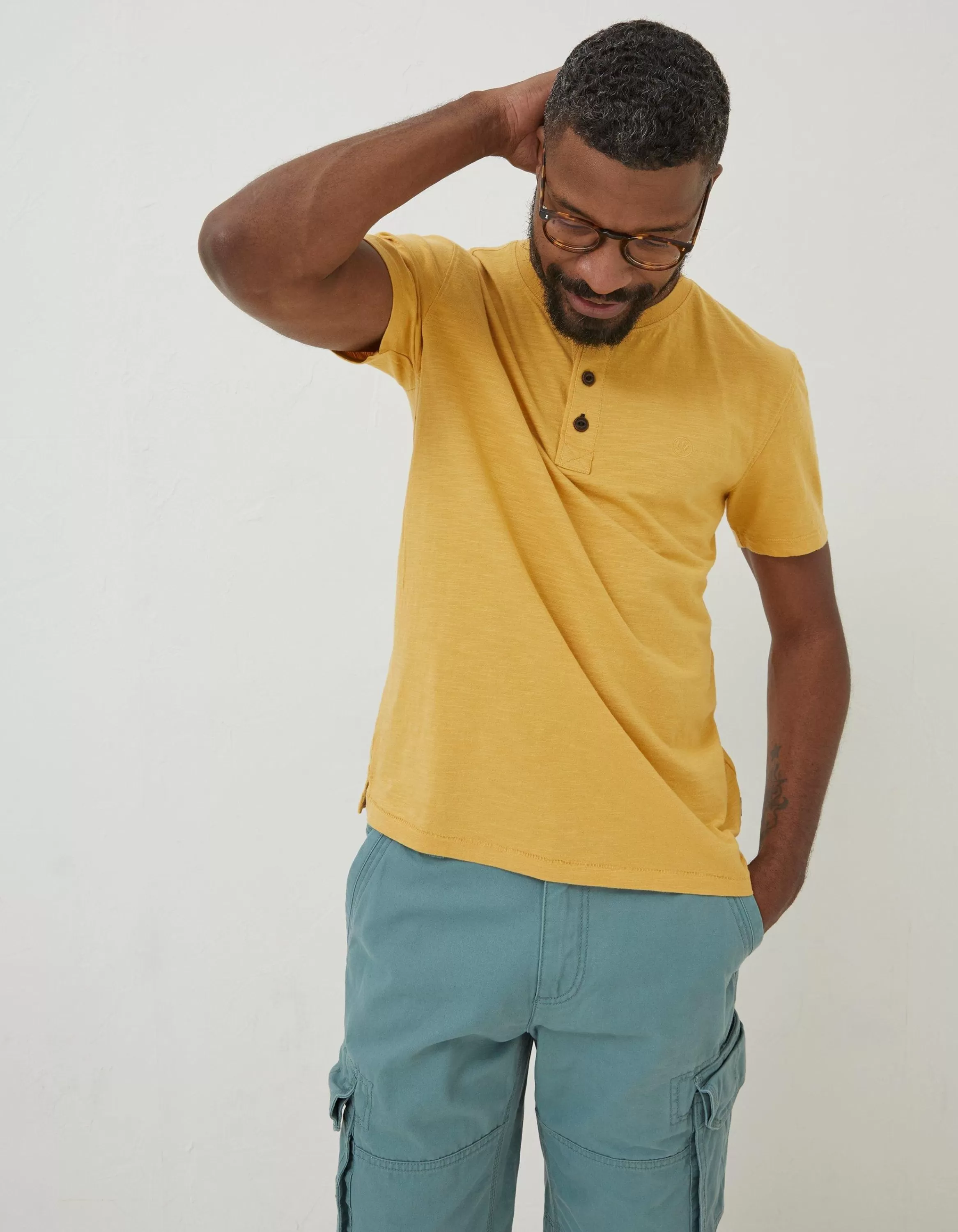 Best FatFace Slub Henley T-Shirt Yellow