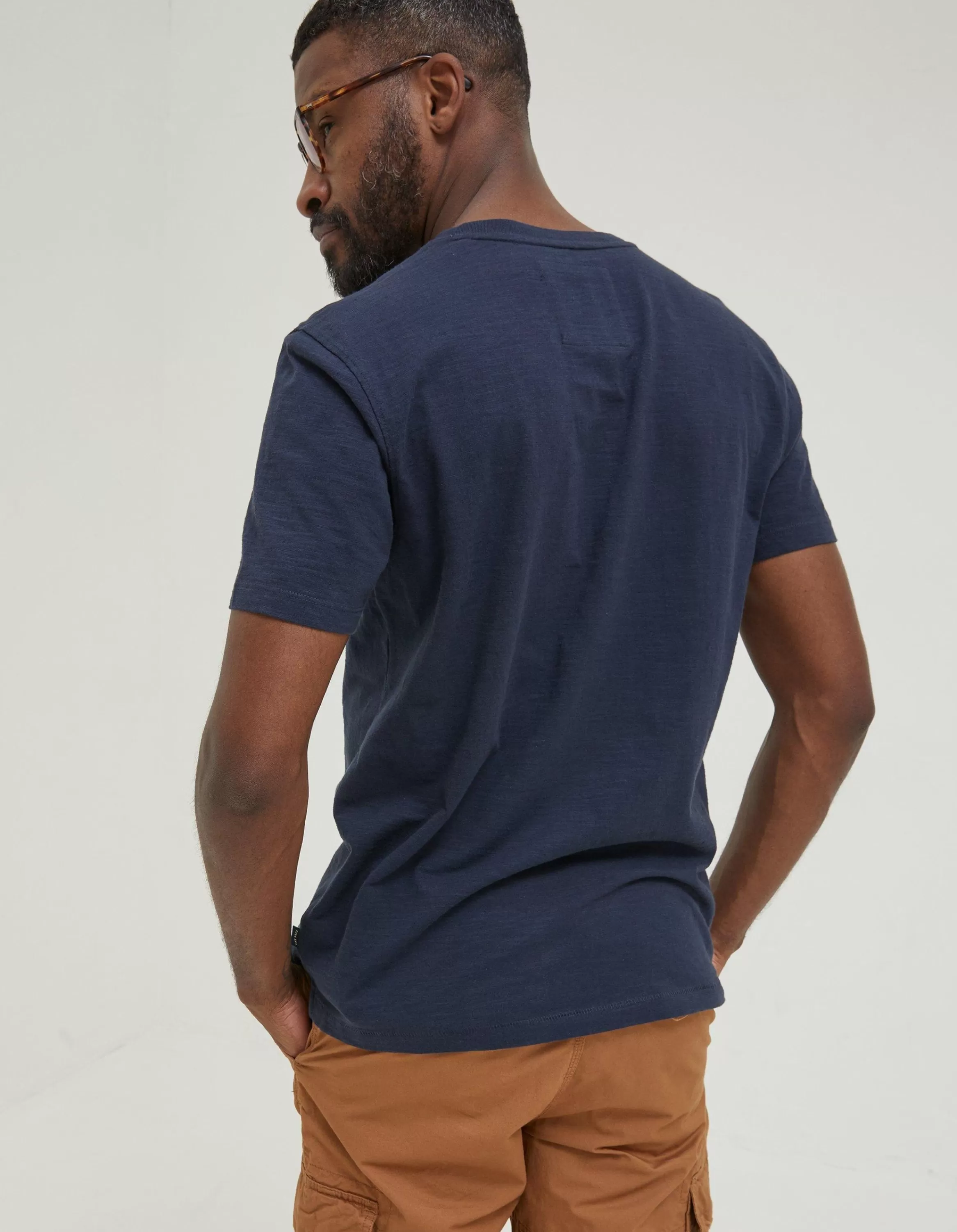 Shop FatFace Slub Henley T-Shirt Navy