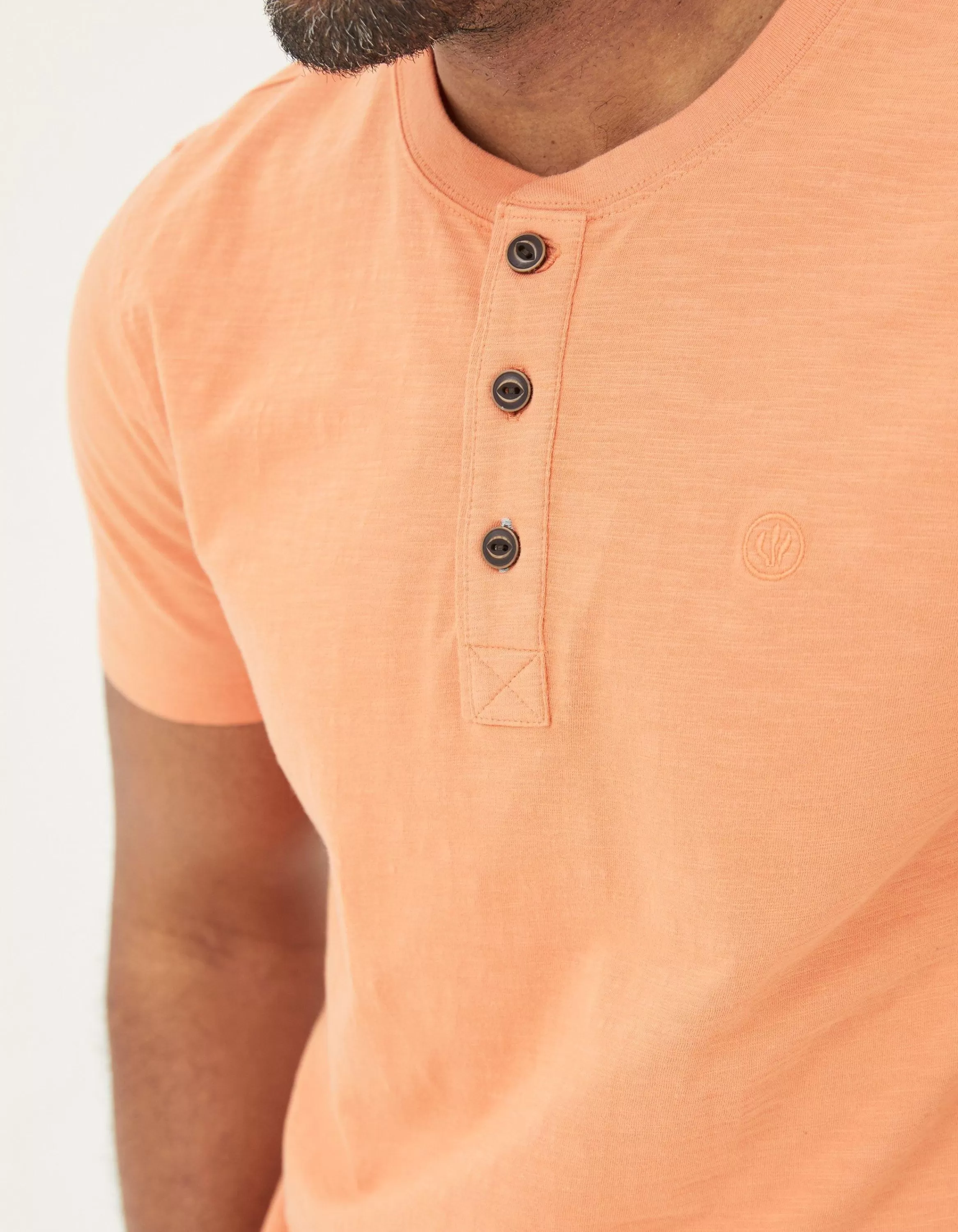 Store FatFace Slub Henley T-Shirt Dusky Orange