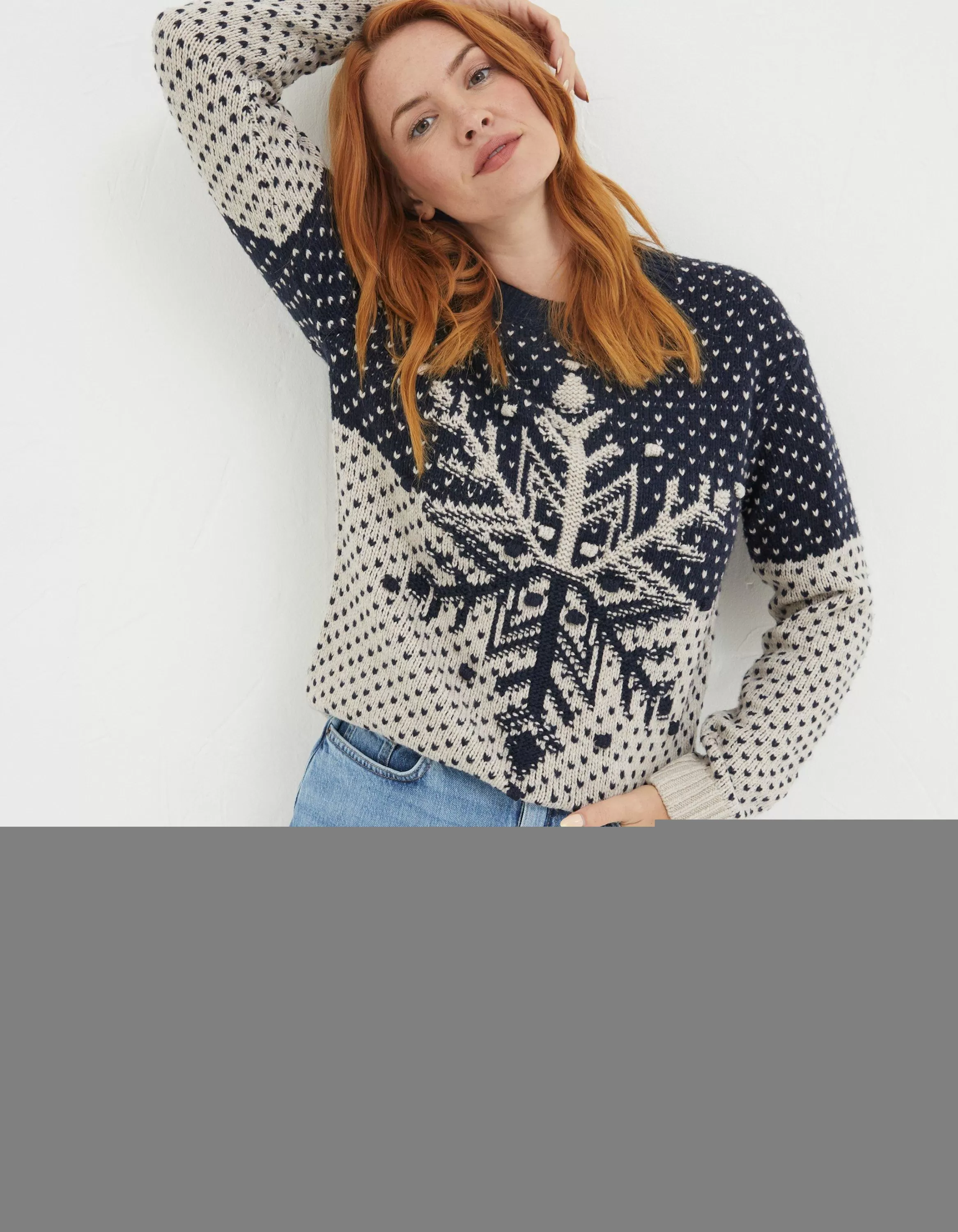 New FatFace Snowflake Jumper Navy