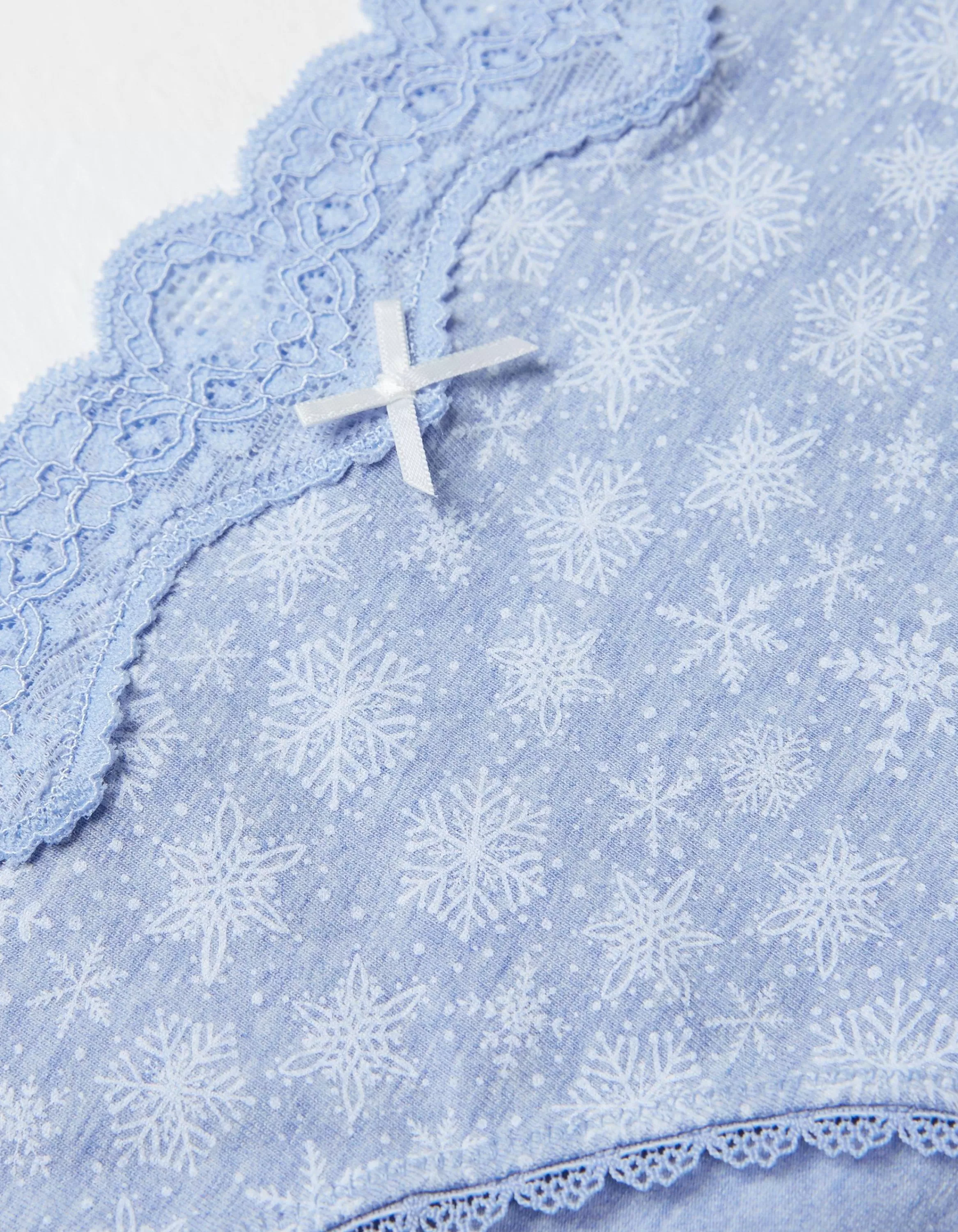 Sale FatFace Snowflake Print Mini Knickers Light Blue