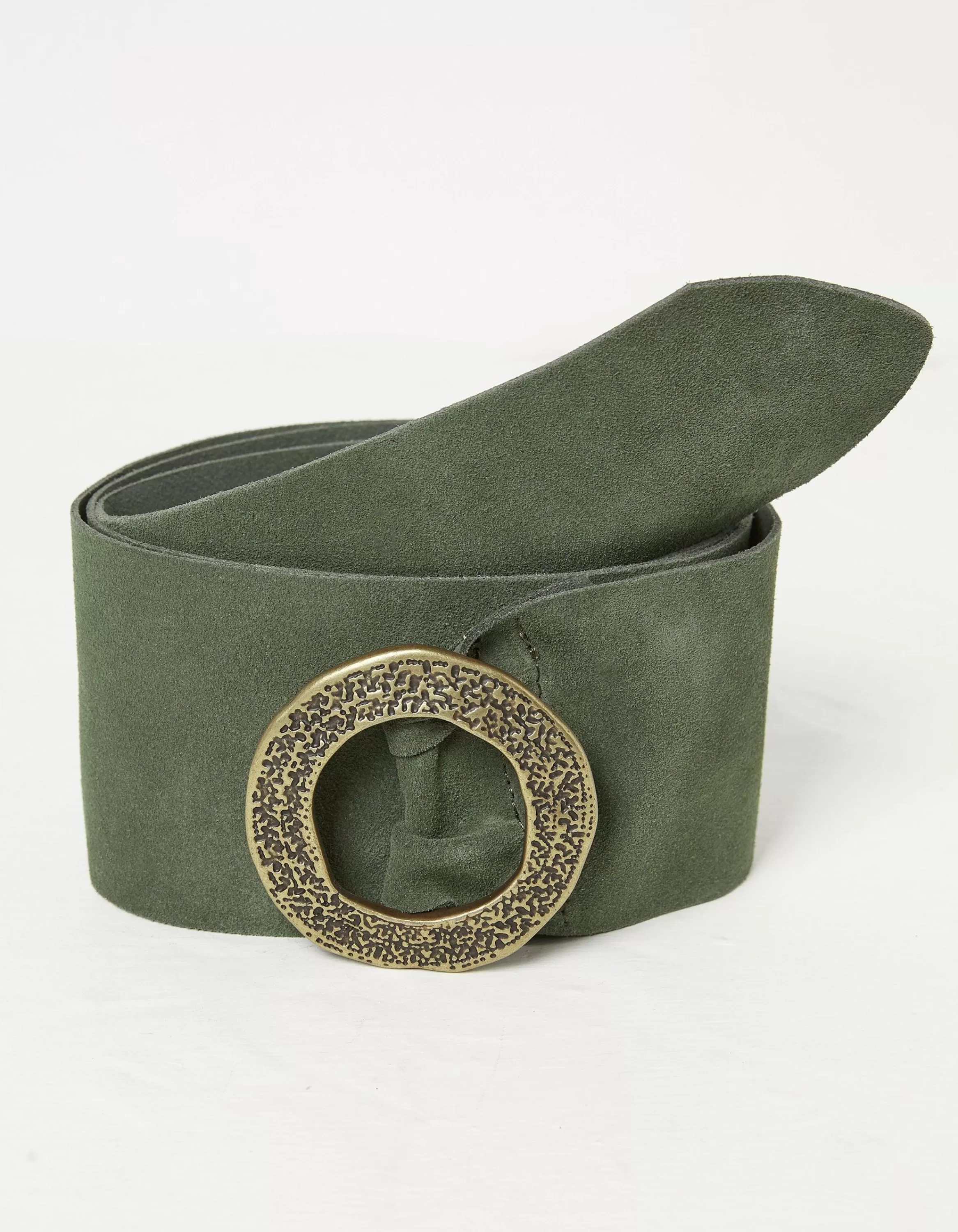 Sale FatFace Soft Wide Suede Belt Khaki Green