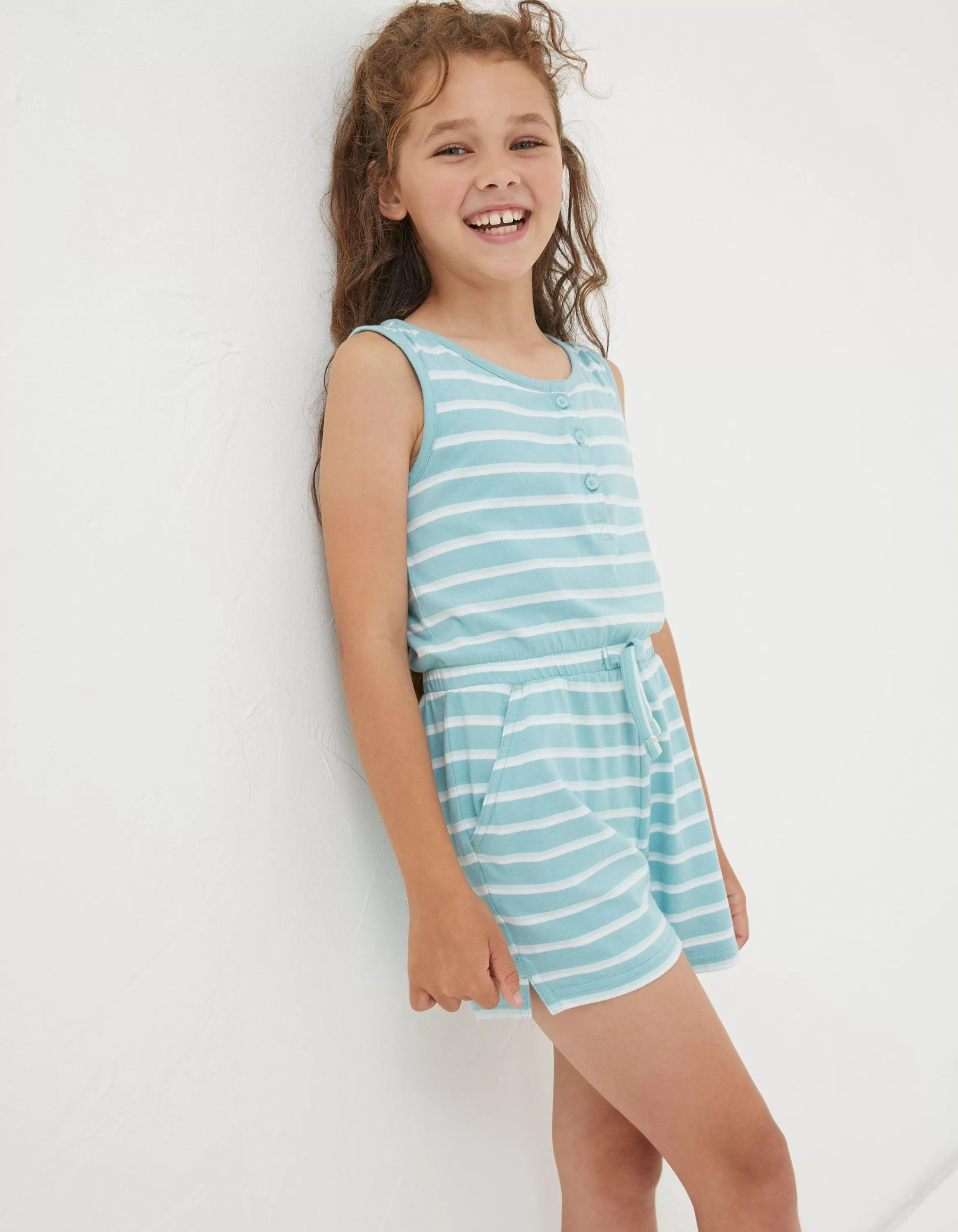 Fashion FatFace Sophia Stripe Playsuit Aqua Blue