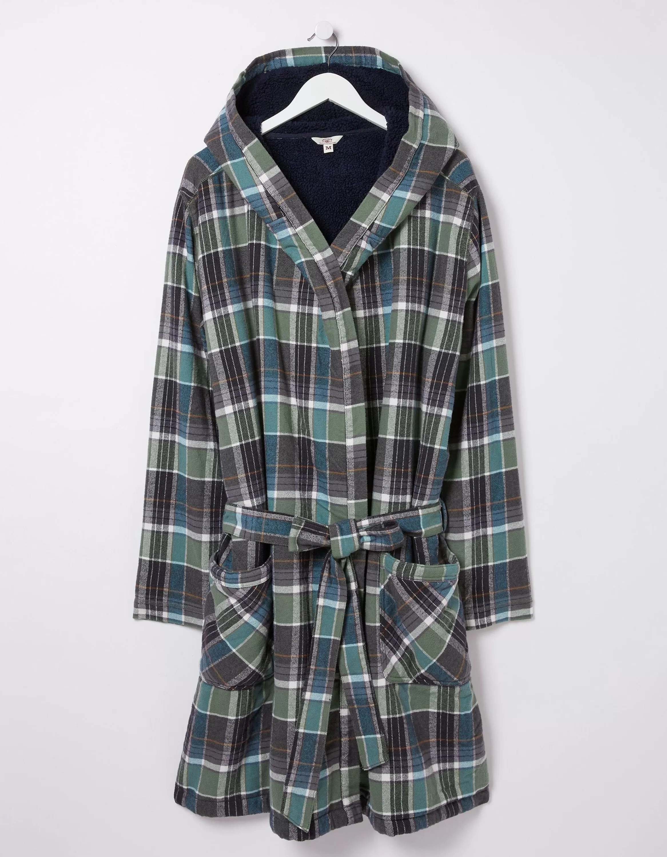 Flash Sale FatFace Southsea Fleece Checked Robe Khaki Green