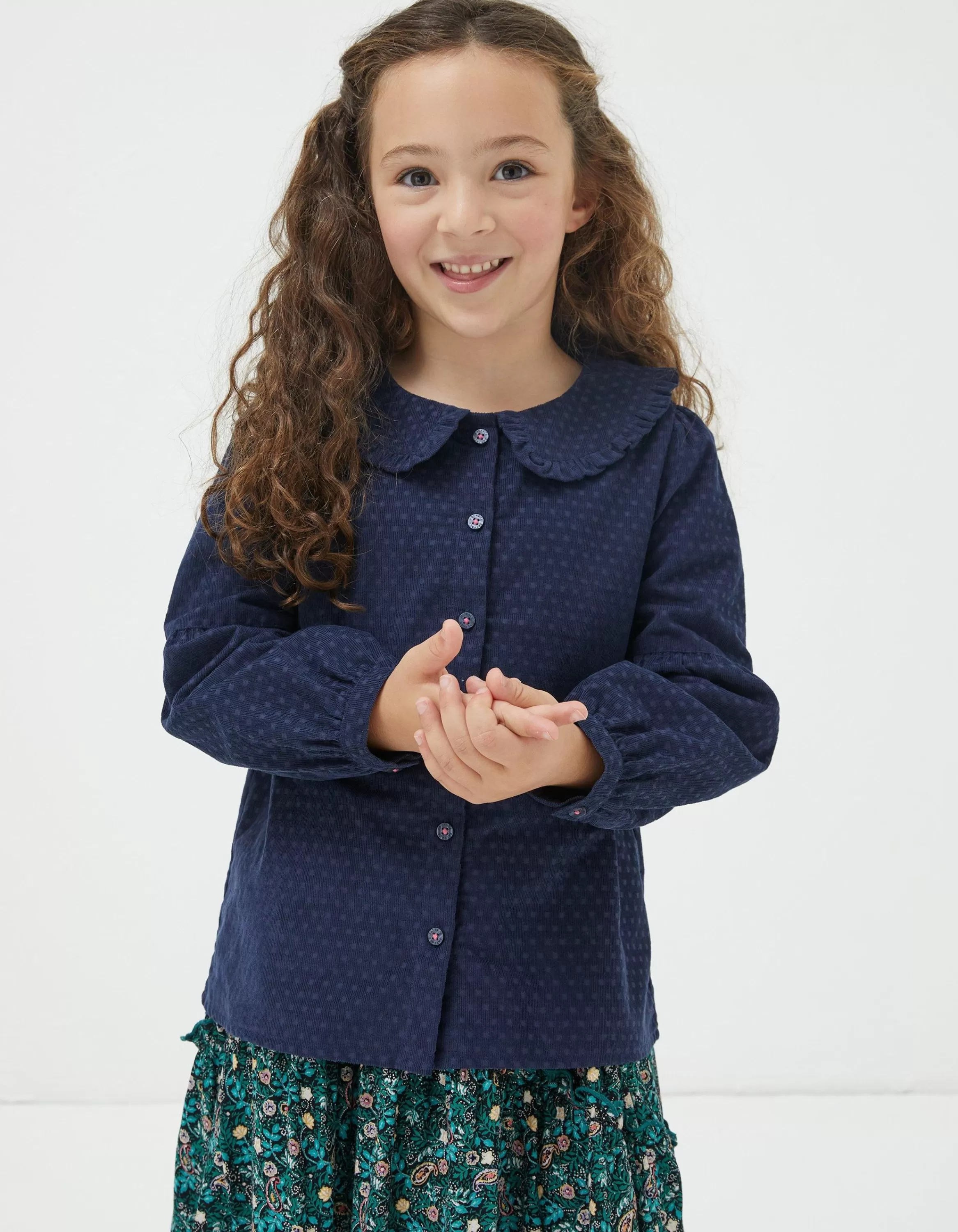 Hot FatFace Spot Cord Blouse Navy