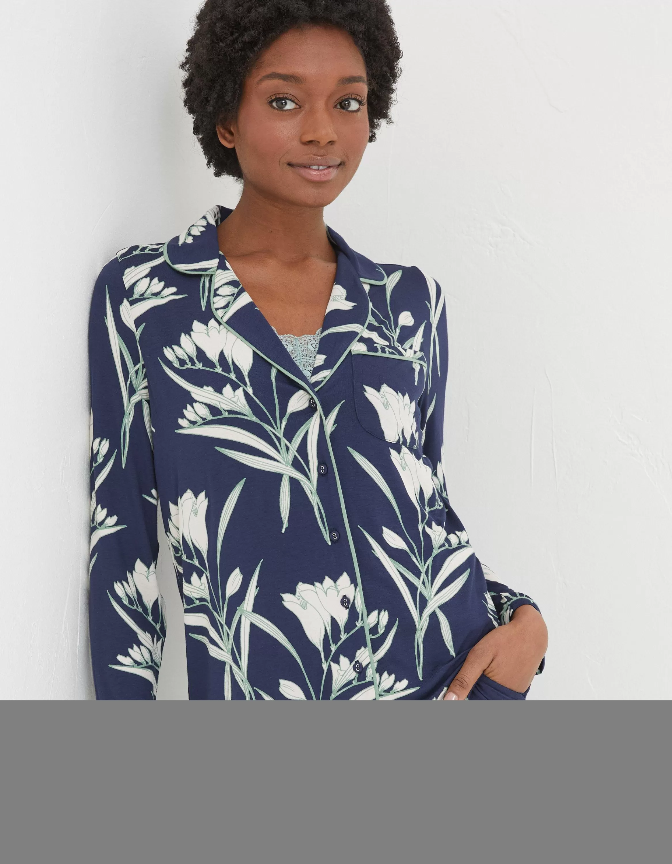 Clearance FatFace Spring Blooms Jersey Nightshirt Navy