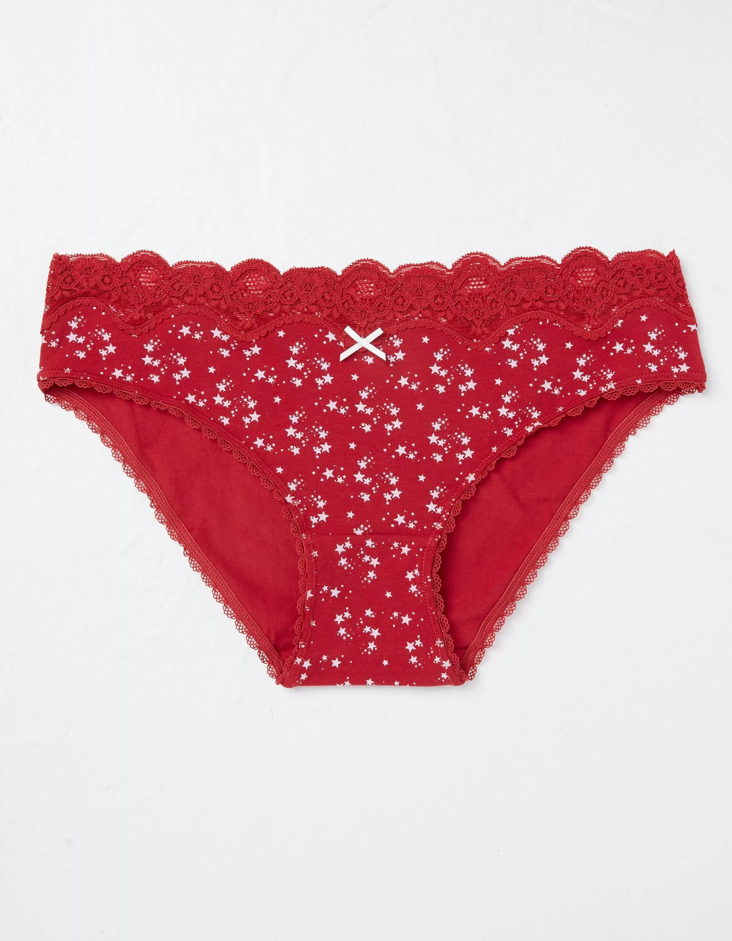 Best FatFace Star Print Mini Knickers Bright Red