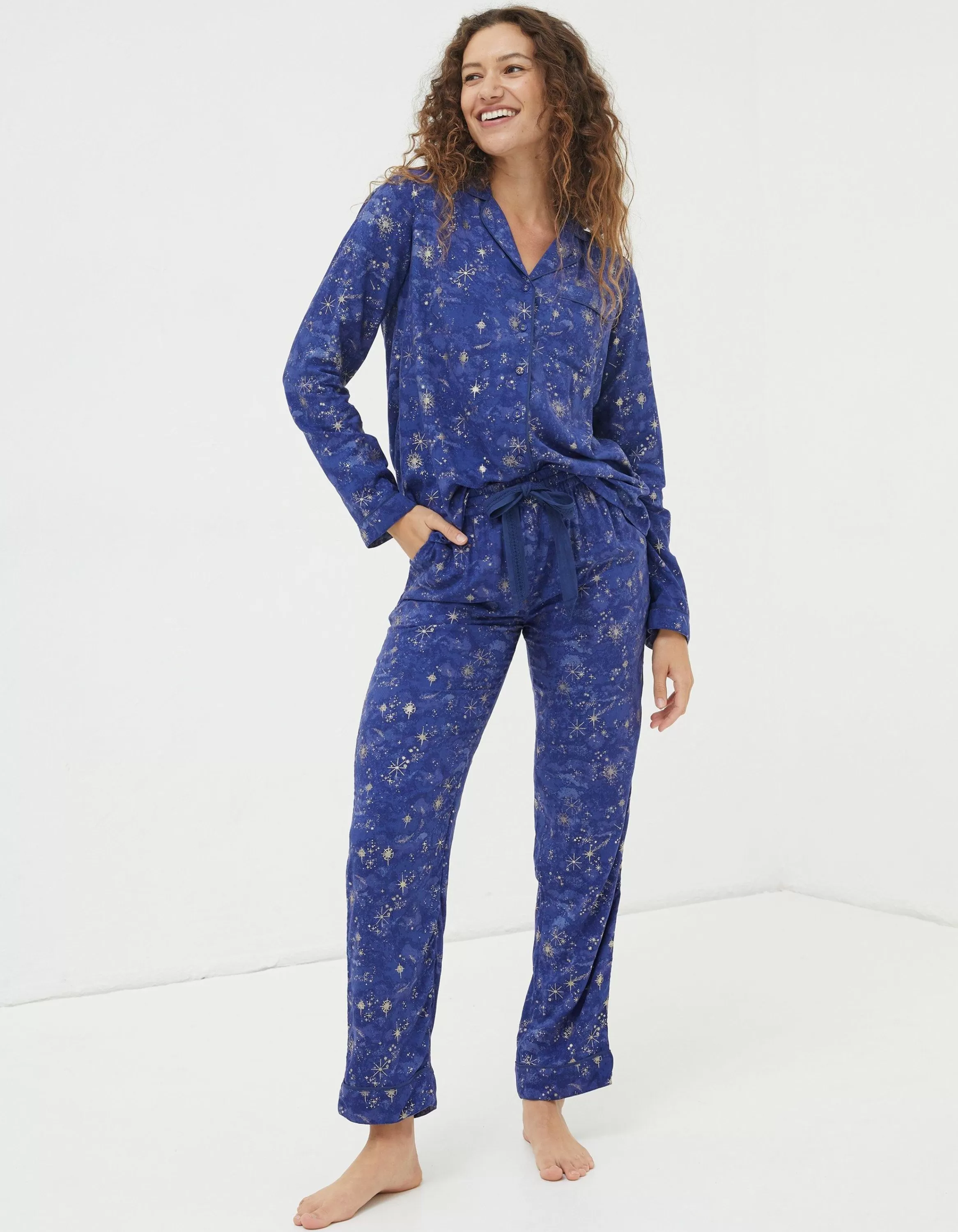 Cheap FatFace Star Print Pyjamas Gift Box Set Navy